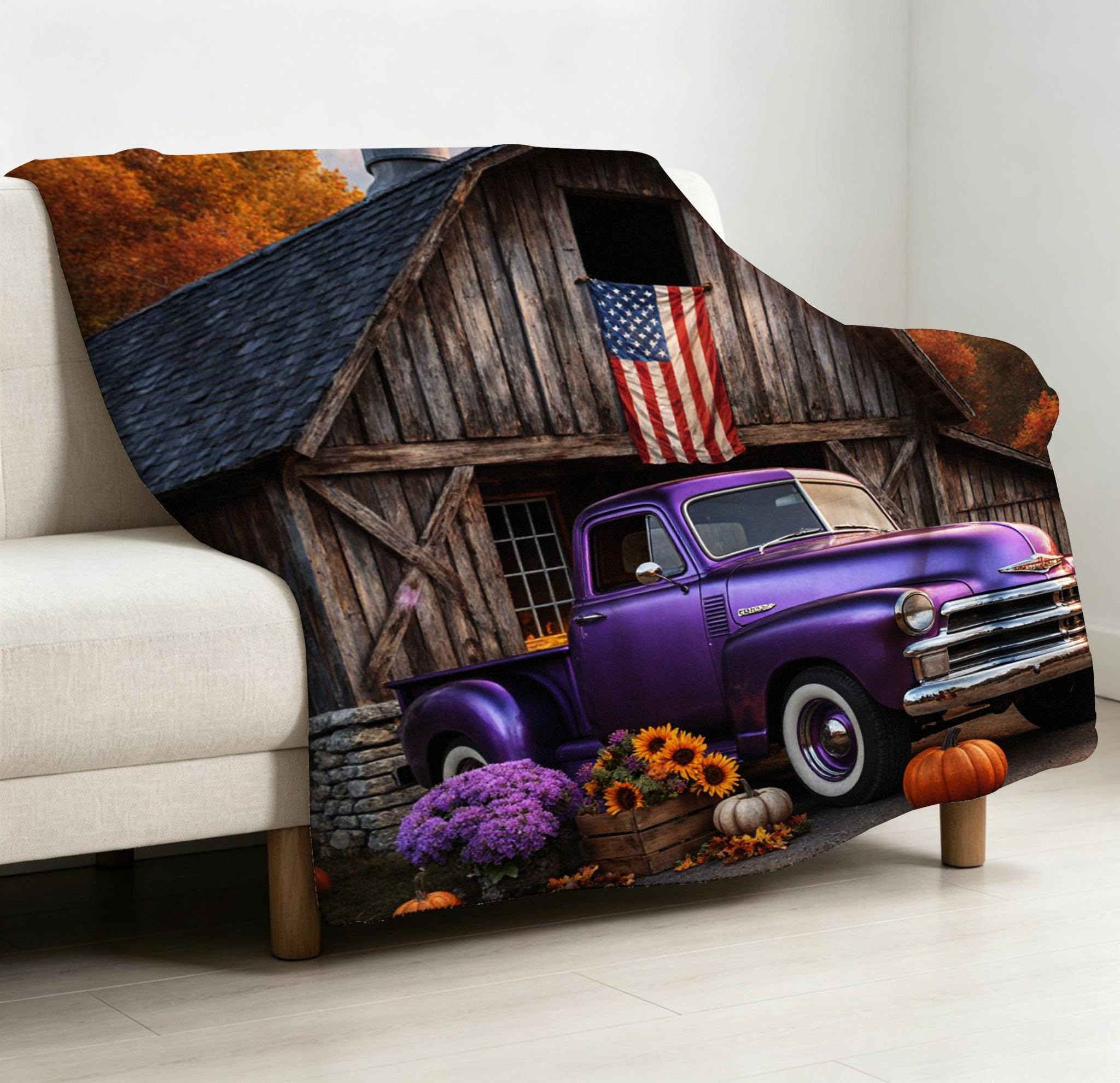 Coperta Matrimoniale Pile Camion Viola per Letto Matrimoniale-A354