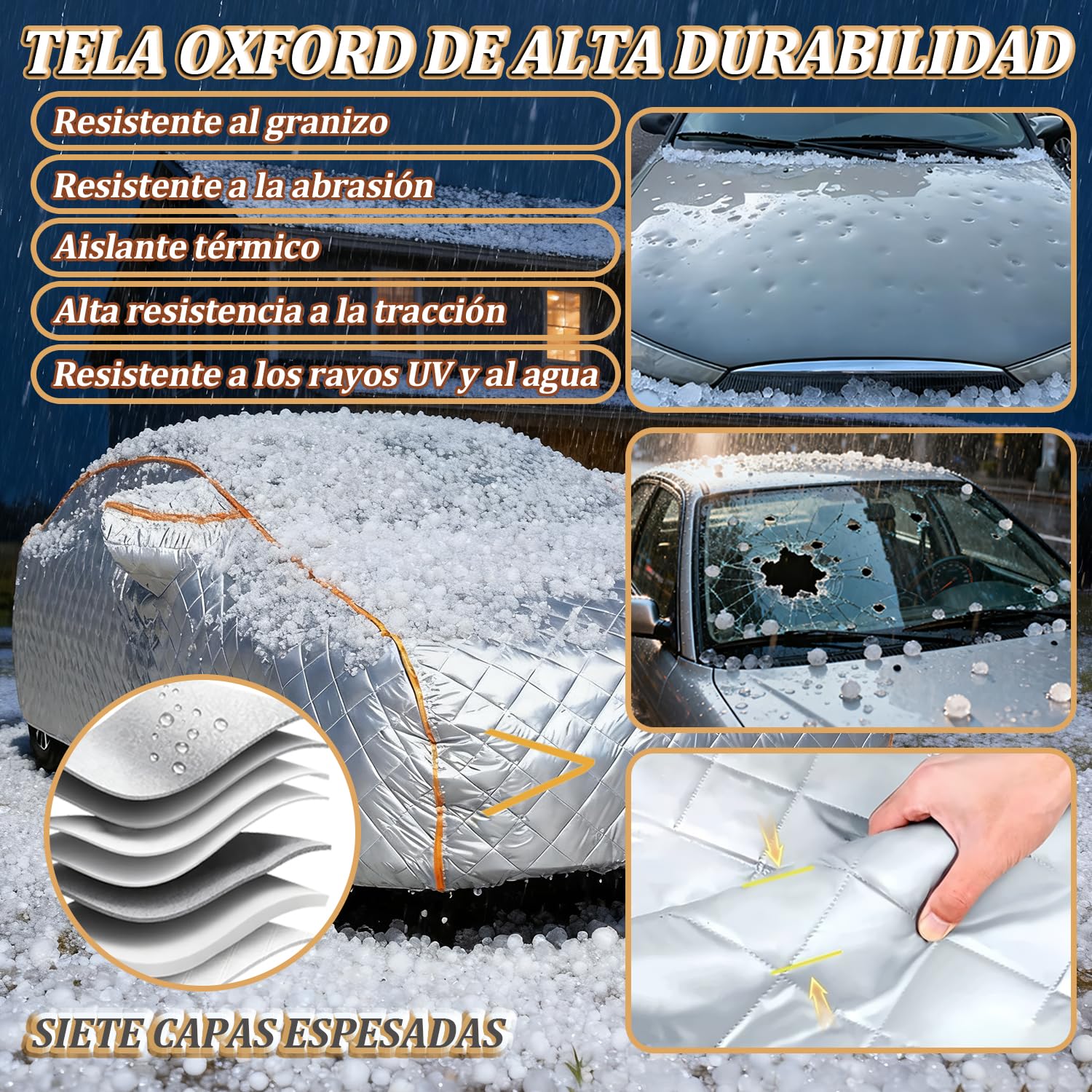 Funda Coche Antigranizo para Kia XCeed (2019-2026) Espesado de 7 Capas, Forro Suave, Transpirable, Antiviento, Impermeable, Tejido Oxford, Anti-UV, 4 Estaciones