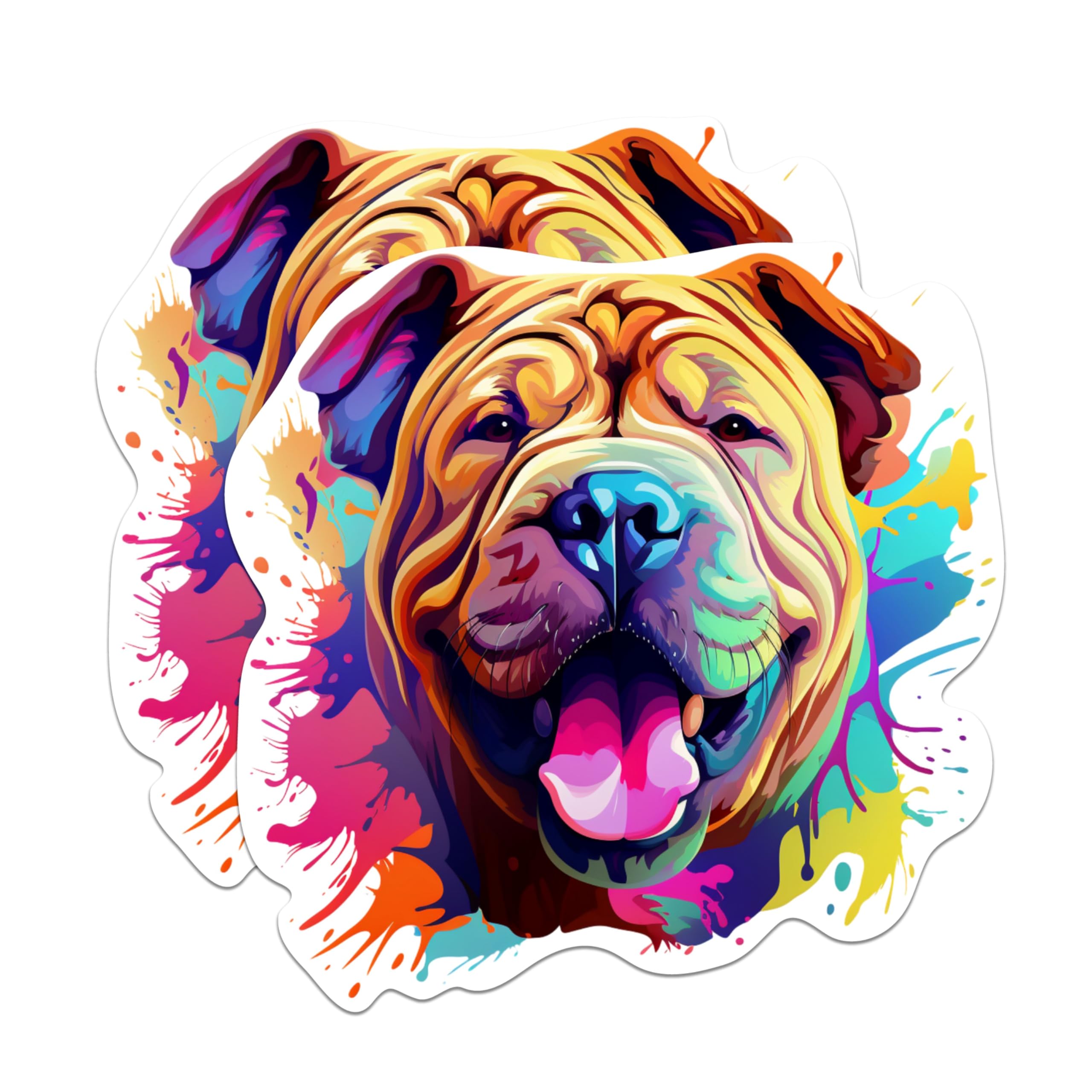(2 Pack) Chinese Sharpei Dog Breed Stickers - 5 Inches On Longest Side - Choose from Over 100 Dog Breeds - for Cars, Trucks, Skateboards, Laptops - Made in USA - BMCS1827