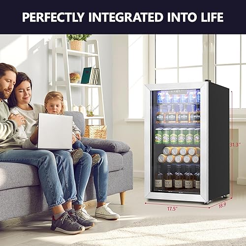 Miniatura 6 de Icyglee Beverage Refrigerator Cooler - 126 Can Mini Fridge with Glass Door Freestanding for Soda Beer or Wine, Beverage Cooler for Home, Office, Bar