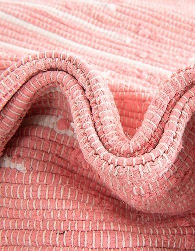 Miniatura 7 de Unique Loom Chindi Cotton Collection - Alfombra rectangular de 2 x 3 pies 1 pulgada, color rosa y marfil