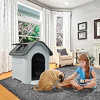 Vista 9 de YITAHOME Dog House Outdoor Plastic Doghouse Water Resistant Pet House with Adjustable Skylight and Elevated Base for Small, Medium, and Large Dogs