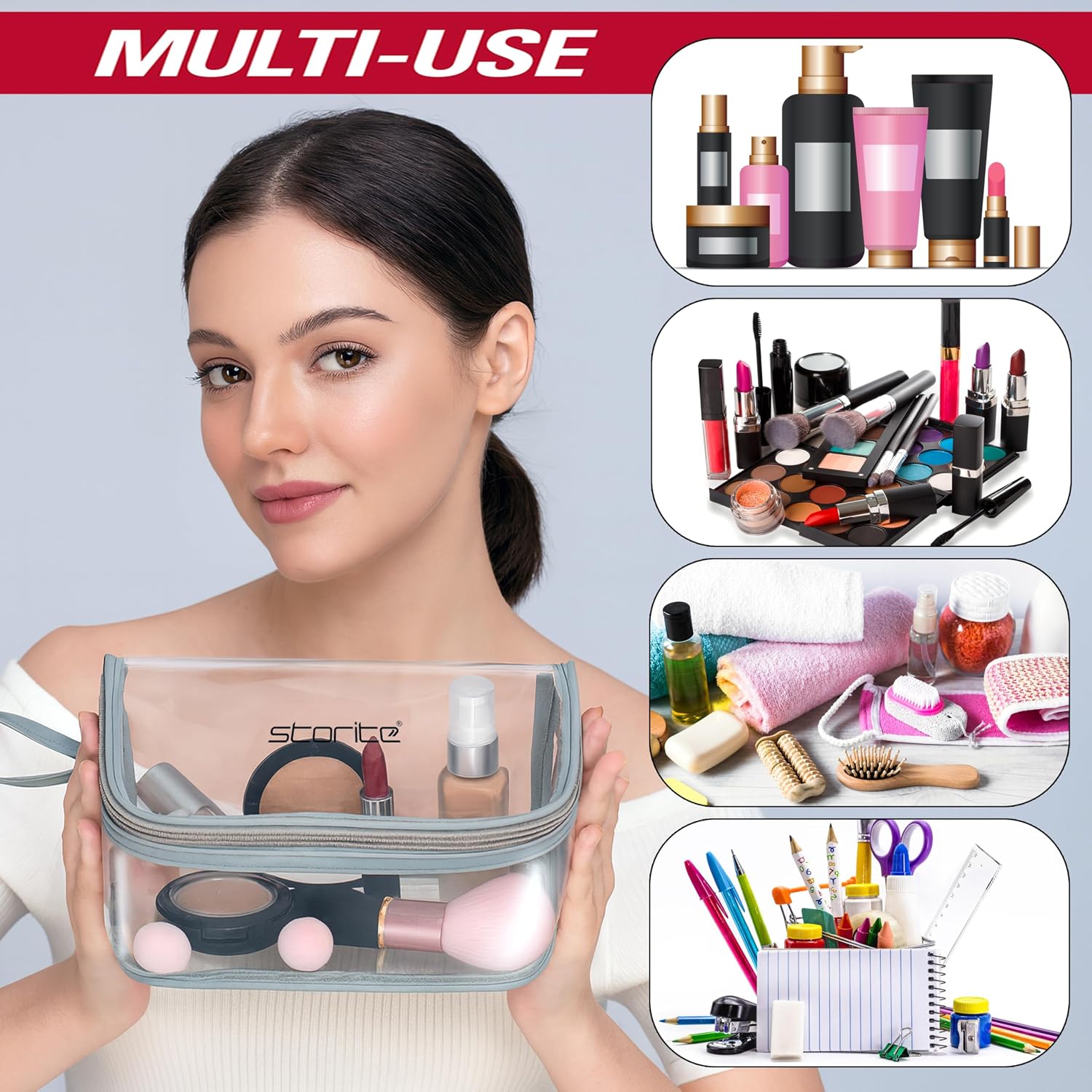 Storite Set of 4 Transparent Travel Pouch Set for Makeup & Toiletries image 5