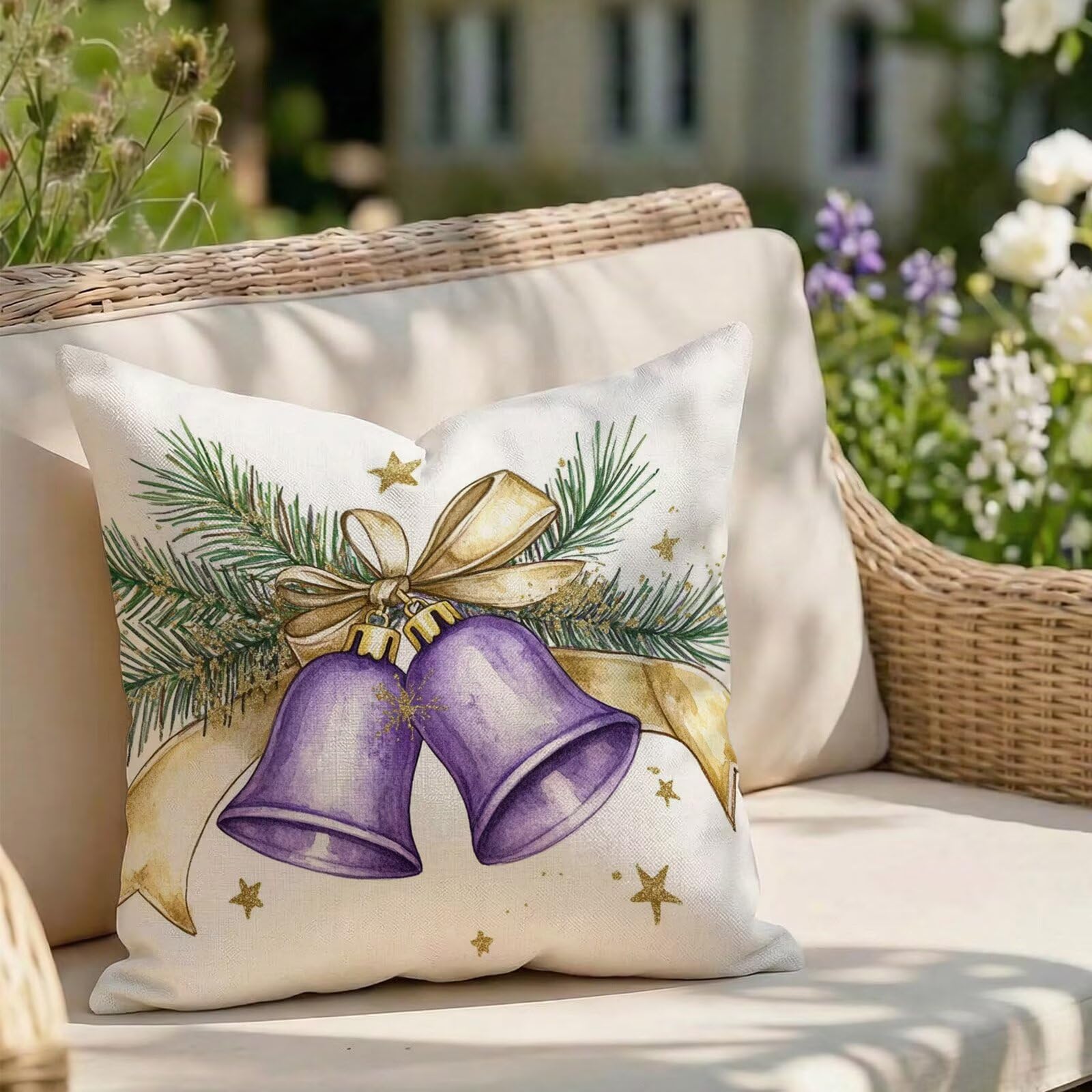 Housse de coussin en lin 75x75 cm pour salon de jardin et balcon
