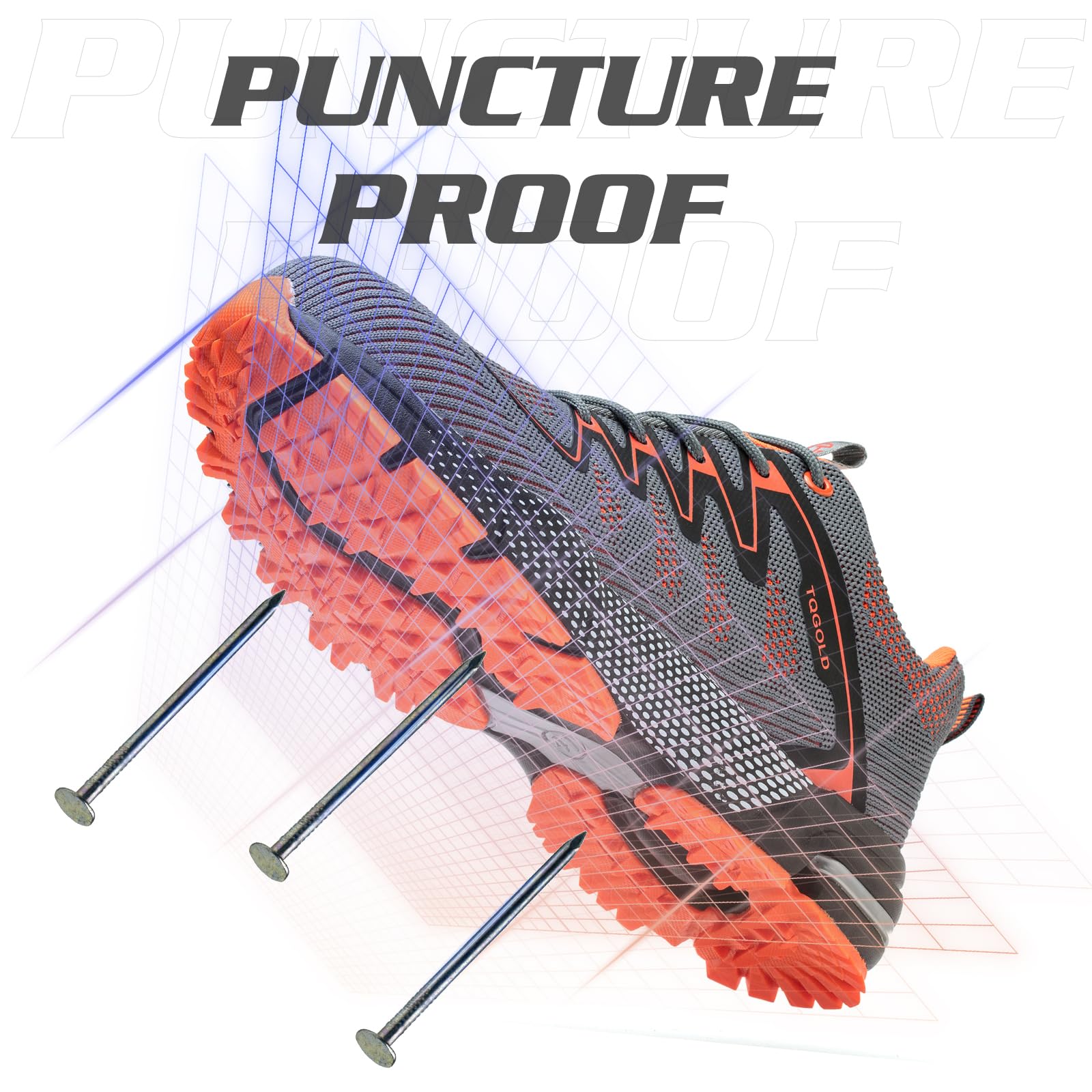 TQGOLD Scarpe Antinfortunistiche Uomo Donna Scarpe da Ginnastica Leggere Antiperforazione Punta in Acciaio Comode Scarpe Sicurezza