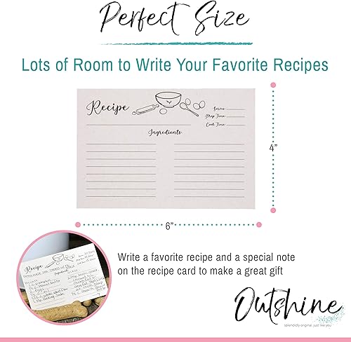 Miniatura 2 de OUTSHINE Tarjetas de recetas de 4 x 6 pulgadas, diseño de granja, plantilla de tarjeta de recetas para caja de recetas, juego de 50 tarjetas de