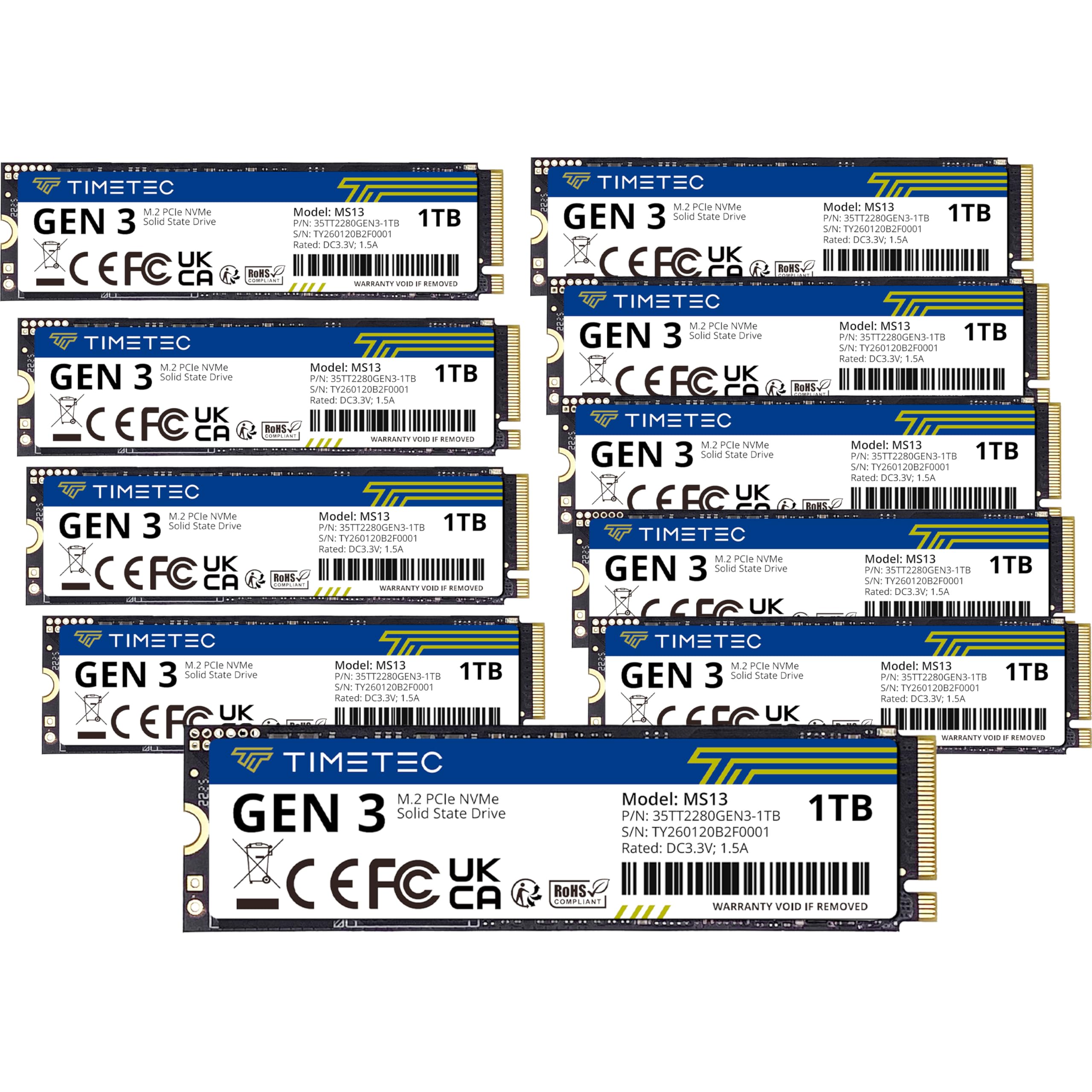 Amazon.com: Timetec 1TBx10 (10 Pack) SSD NVMe PCIe Gen3x4 8Gb/s M
