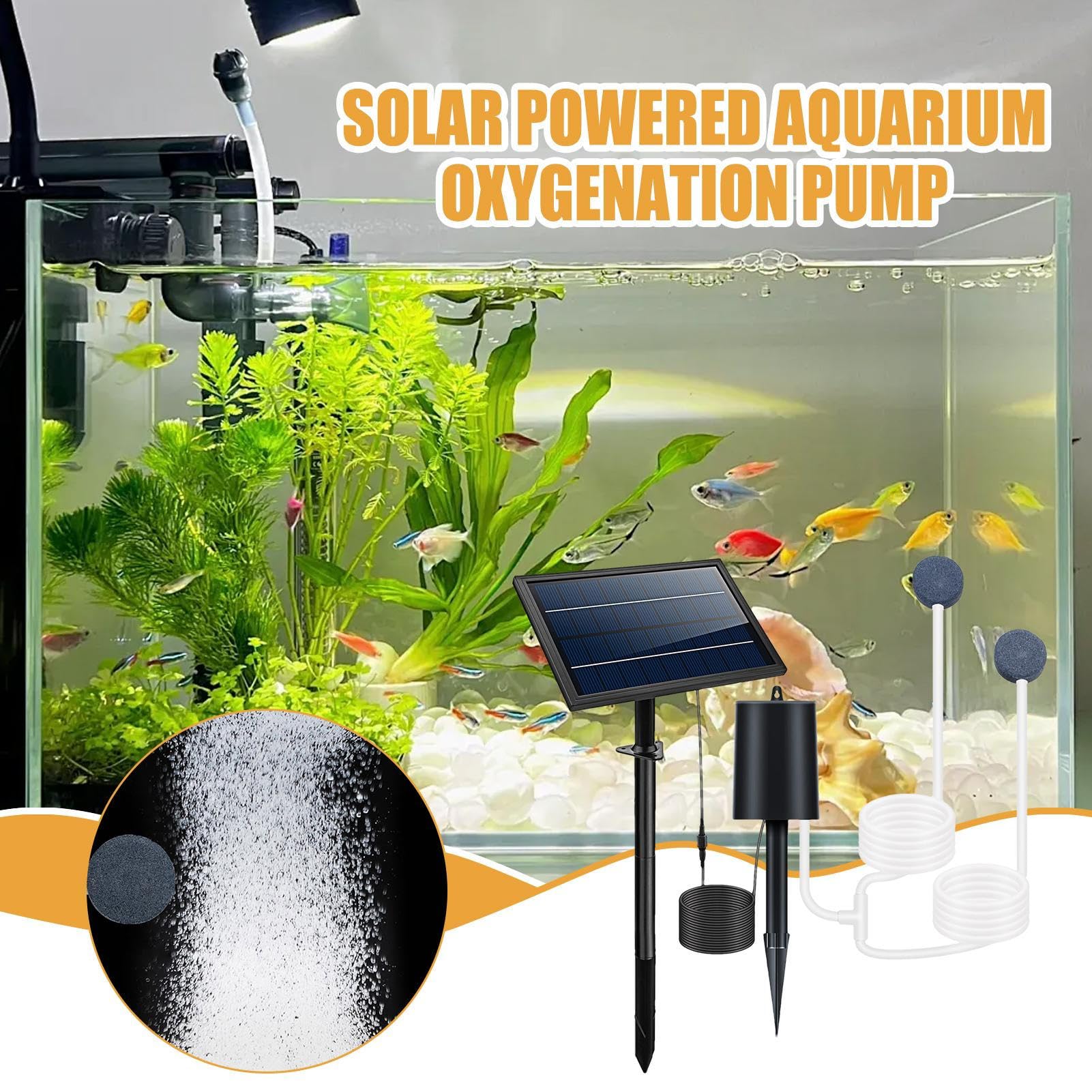 Aeratore Solare Da Laghetto Pompa Solare Regolabile 9V6W Per Laghetto Acqua | Aeratore per laghetto fotovoltaico Ossigenatore a pompa d'aria per acquario, regolabile, da giardino e per vasche