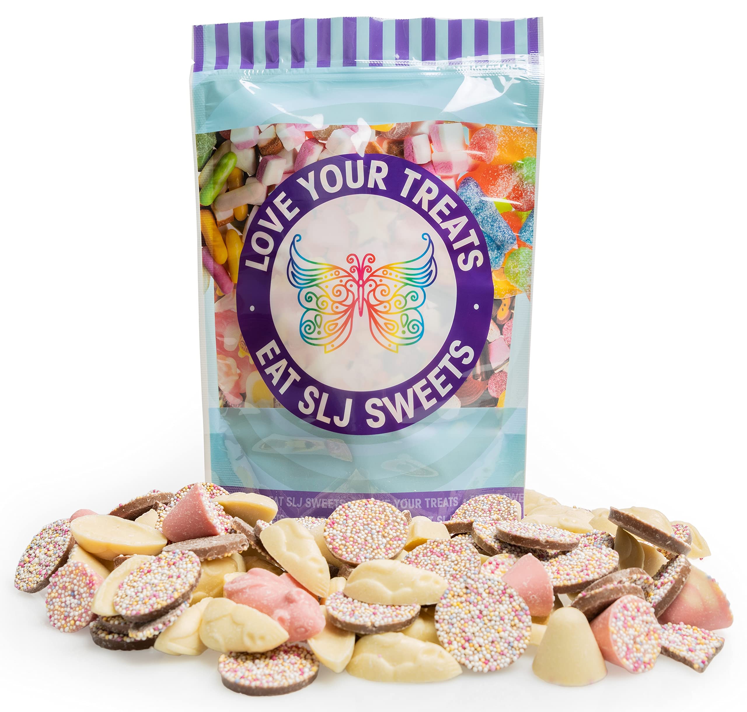 Large 890 Grams Hannahs Chocolate Candy Pick & Mix Sweets Quality Shaped Assortment Mixed Selection Pink, White and Milk Chocolate Resealable Pouch Share Bag