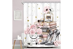 MESHELLY Fashion Pink and Gray Shower Curtain 60Wx72H