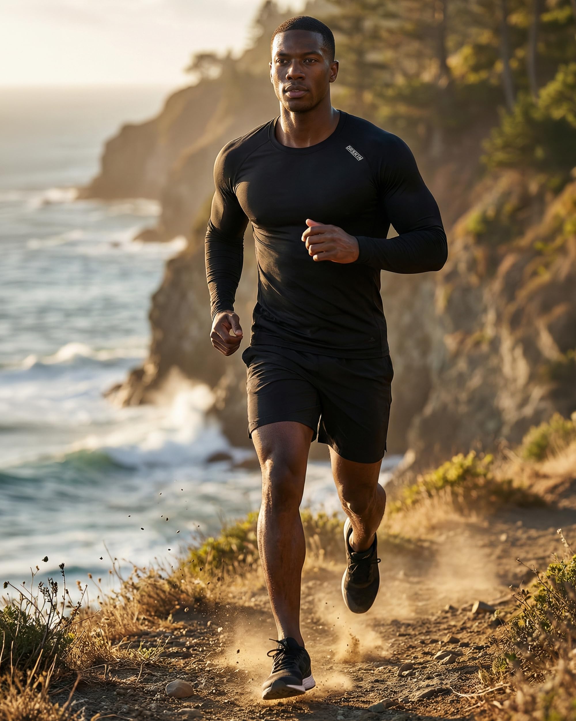DRSKIN 4, 3 o 1 paquete de camisas de compresión para hombre, manga larga, deportes, capa base, entrenamiento, correr, gimnasio atlético, Round Black 4pack, X-Large