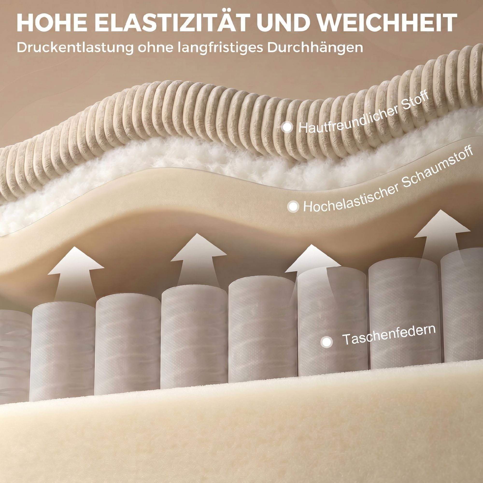HOMCOM Ecksofa 216 cm L-Form mit Umkehrbarem Aufbewahrungshocker Beige