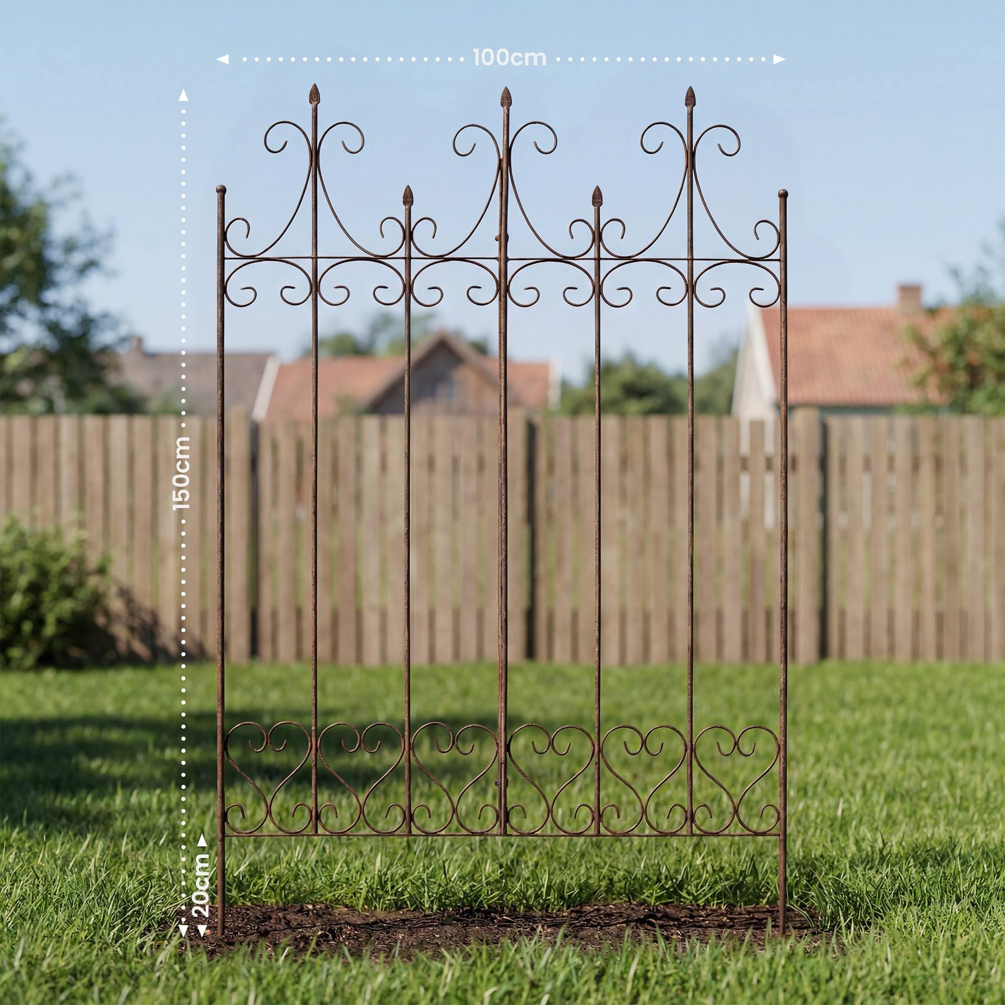 CLP Rankgitter Metall 130 cm hoch Flieder, stabile Rankhilfe für Kletterpflanzen, vormontiert, Landhausstil, Spalier Sichtschutz, Farbe:antik braun
