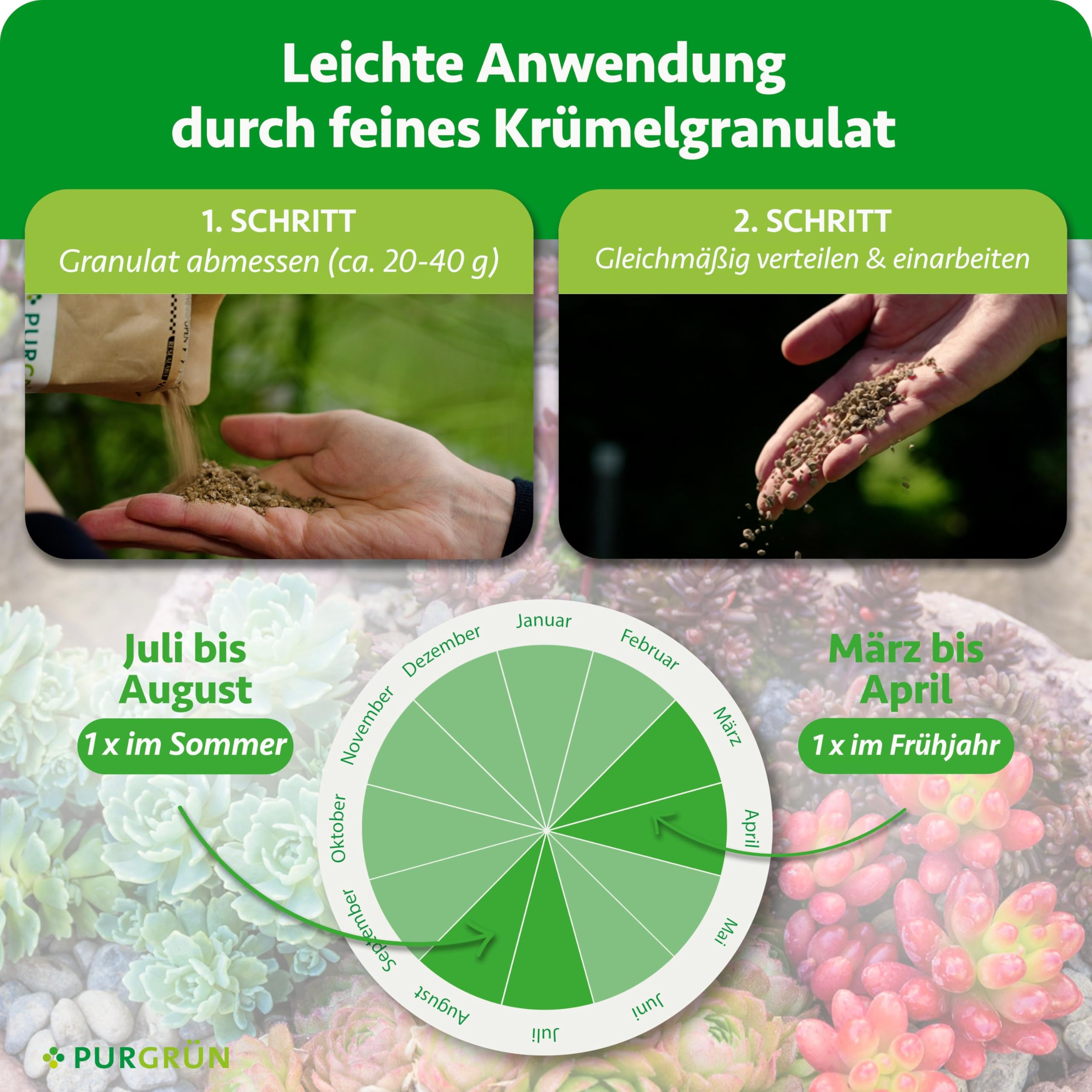 Bio-Sedum-Dünger 1 kg – Organische Rezeptur – Vegan & Bio – Feinkörniges Krümelgranulat – NPK 6+2+7 – Extra Magnesium für leuchtende Blattfärbung – Verbessert die Bodenqualität