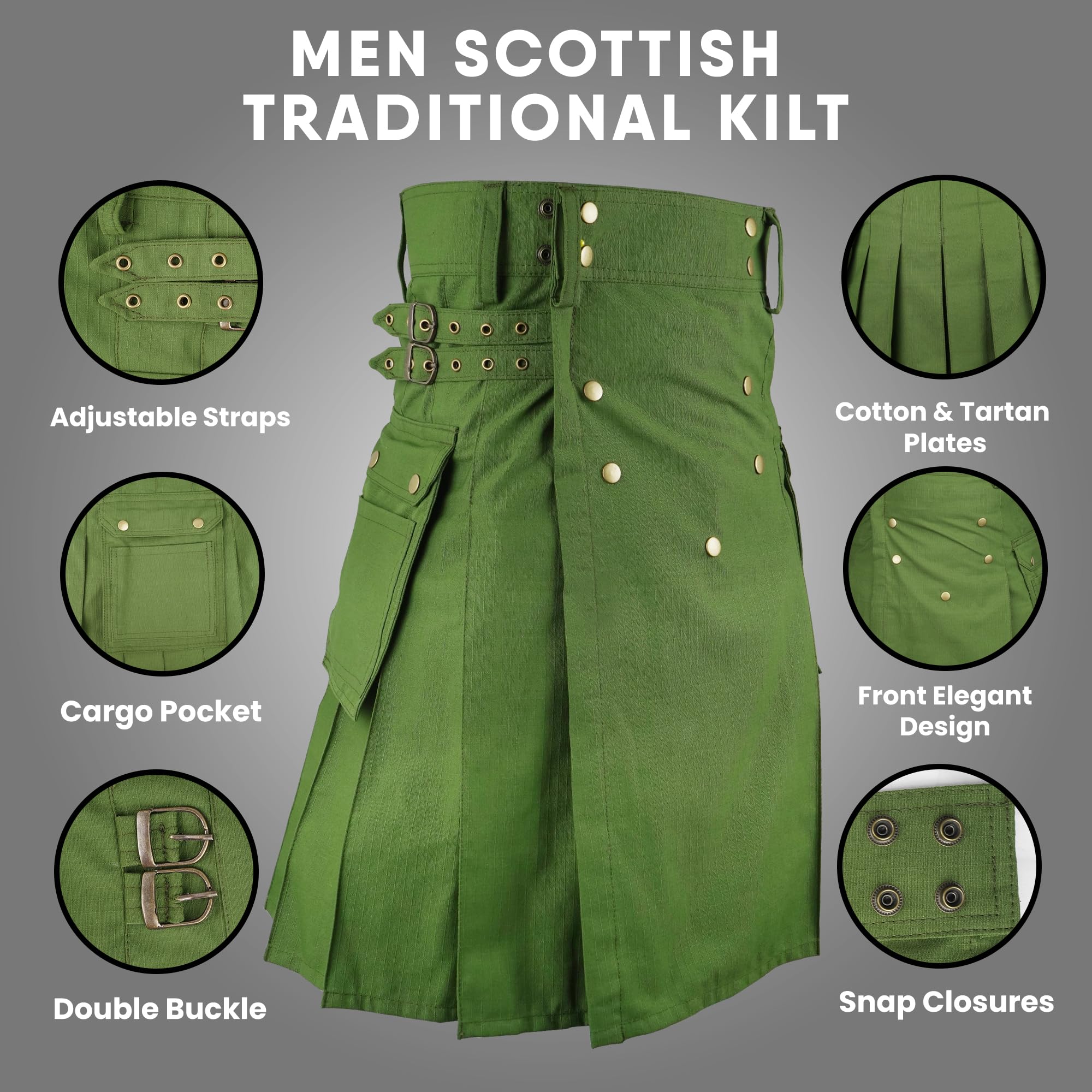 McWilliams Kilty dla mężczyzn, aktywny męski Deluxe czarny sportowy kilt, szkocki kostium męski