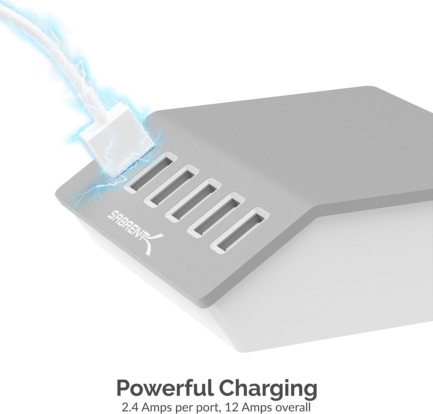 Get Popular Offer Sabrent Premium 60 Watt (12 Amp) 6-Port Aluminum Family-Sized Desktop USB Rapid Charger. Smart USB Charger with Auto Detect Technology [Silver] (AX-FLCH)