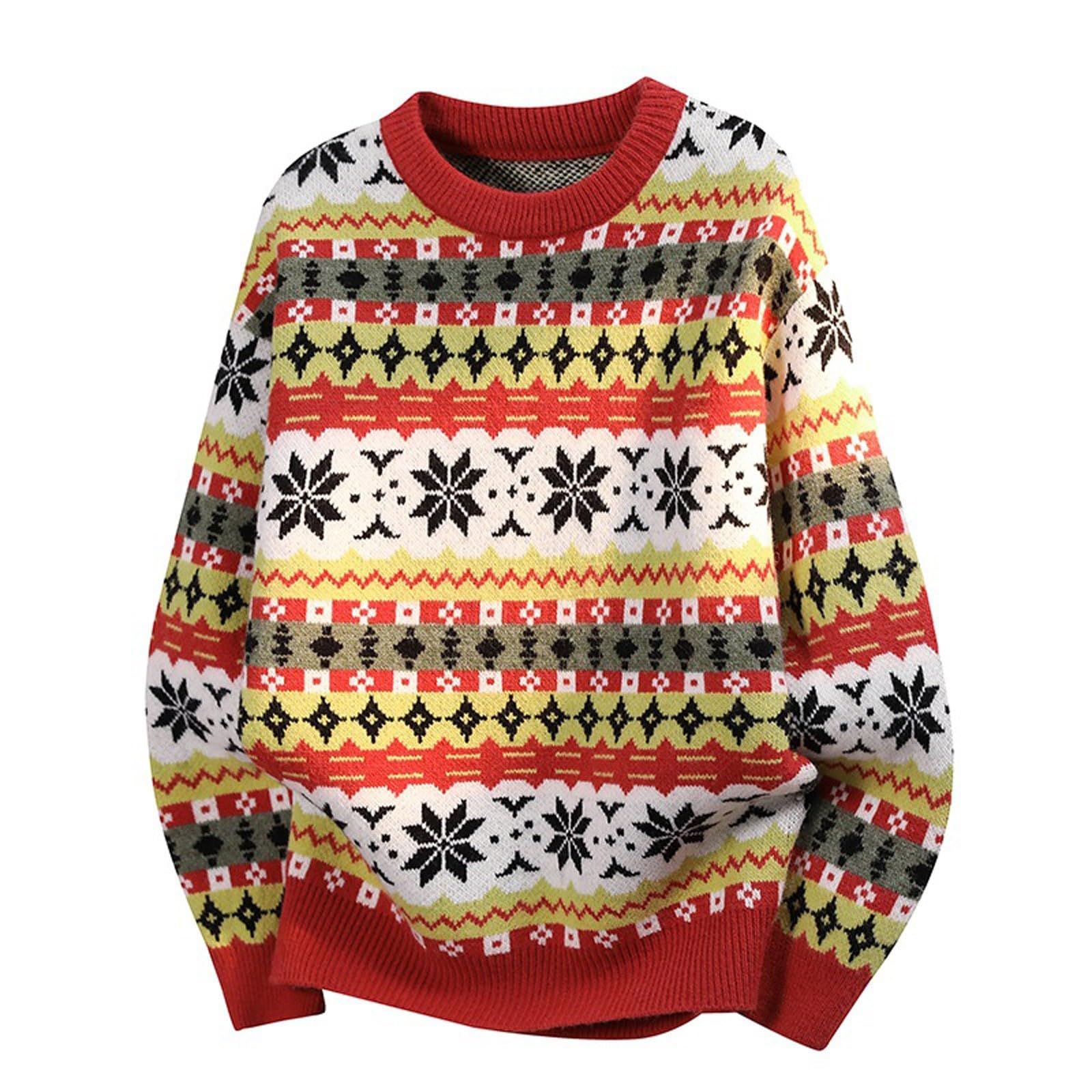 Generisch Jersey de Navidad para hombre, divertido y divertido, suéter de Navidad, suéter de punto, cuello redondo, camiseta de manga larga, suéter de trabajo, suéter de trabajo