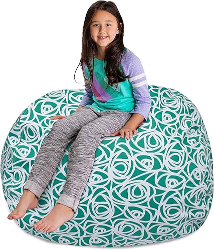 Miniatura 224 de Posh Stuffable - Sillón puff con almacenamiento para niños, contenedor de animales de peluche, organizador de juguetes de niños Lienzo Burbujas Azul