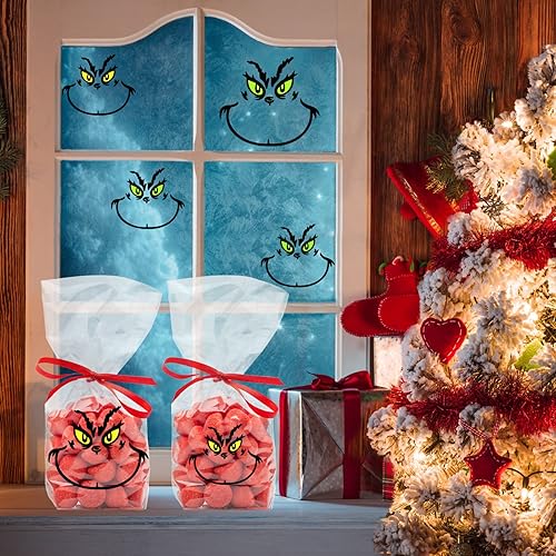 Miniatura 7 de 26 piezas de calcomanías de decoraciones navideñas, calcomanías de ojos y caras para adornos, calcomanías de vinilo impermeables para el hogar,