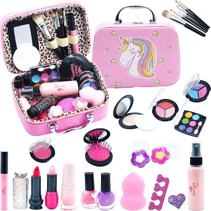 Maquillaje para Niñas - Unicornio Lavable Maletin Set Maquillaje para Niñas, Juguetes Kit Tocador para Niño, Regalo de P