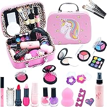 Makeup for Girls - Unicorn Washable Briefcase Set Makeup for Girls, Toys Vanity Kit for Child, Princess Birthday and Christmas Gift 3 4 5 6 7 8 9 10 Years Old (Pink)