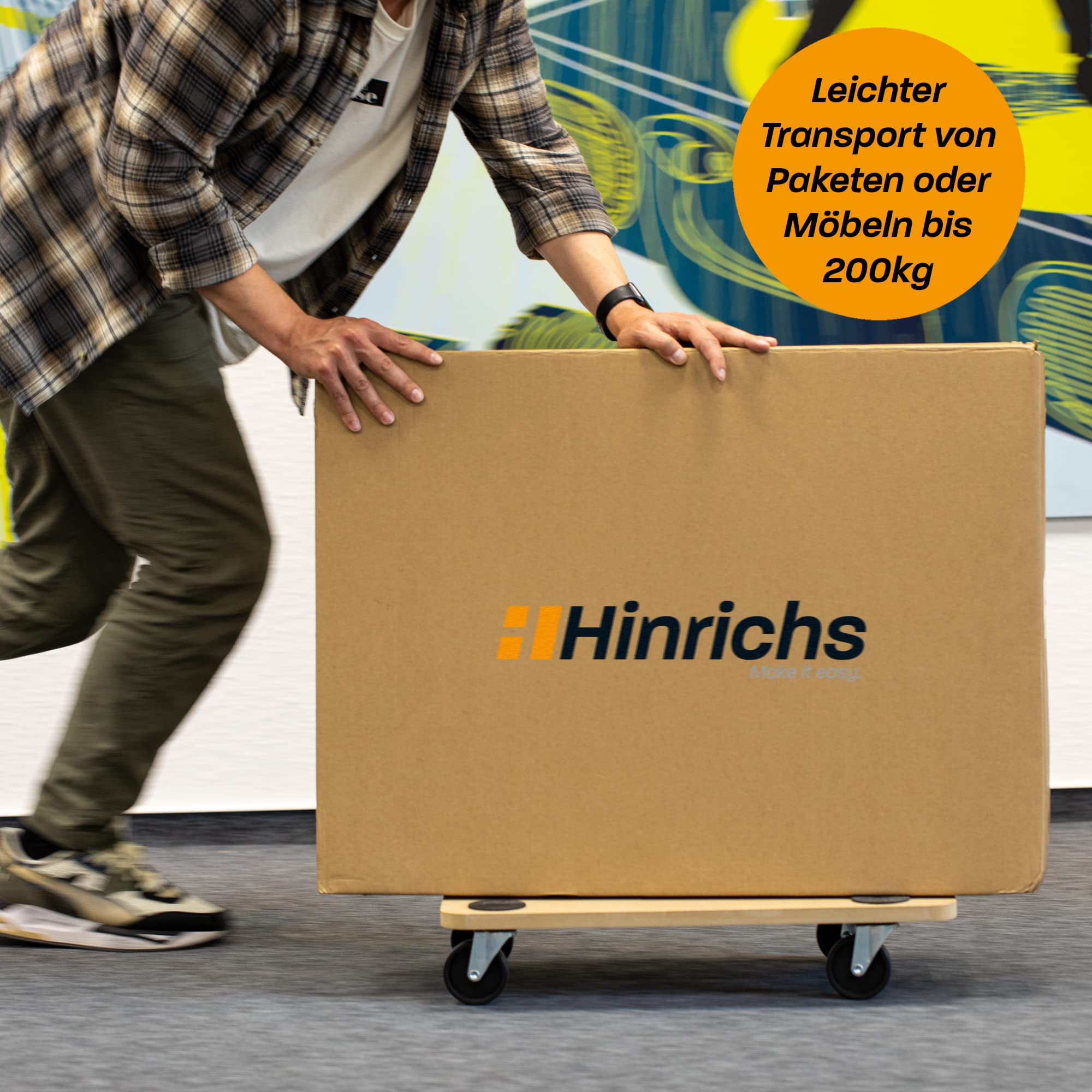 Hinrichs 2X Transportroller 58 x 30cm - Transport Rollbrett für Umzug & Werkstatt - Rollwagen Transport - Möbelroller Schwerlast max. 200 kg Tragkraft - Transporthilfen für Möbel - Transportbrett