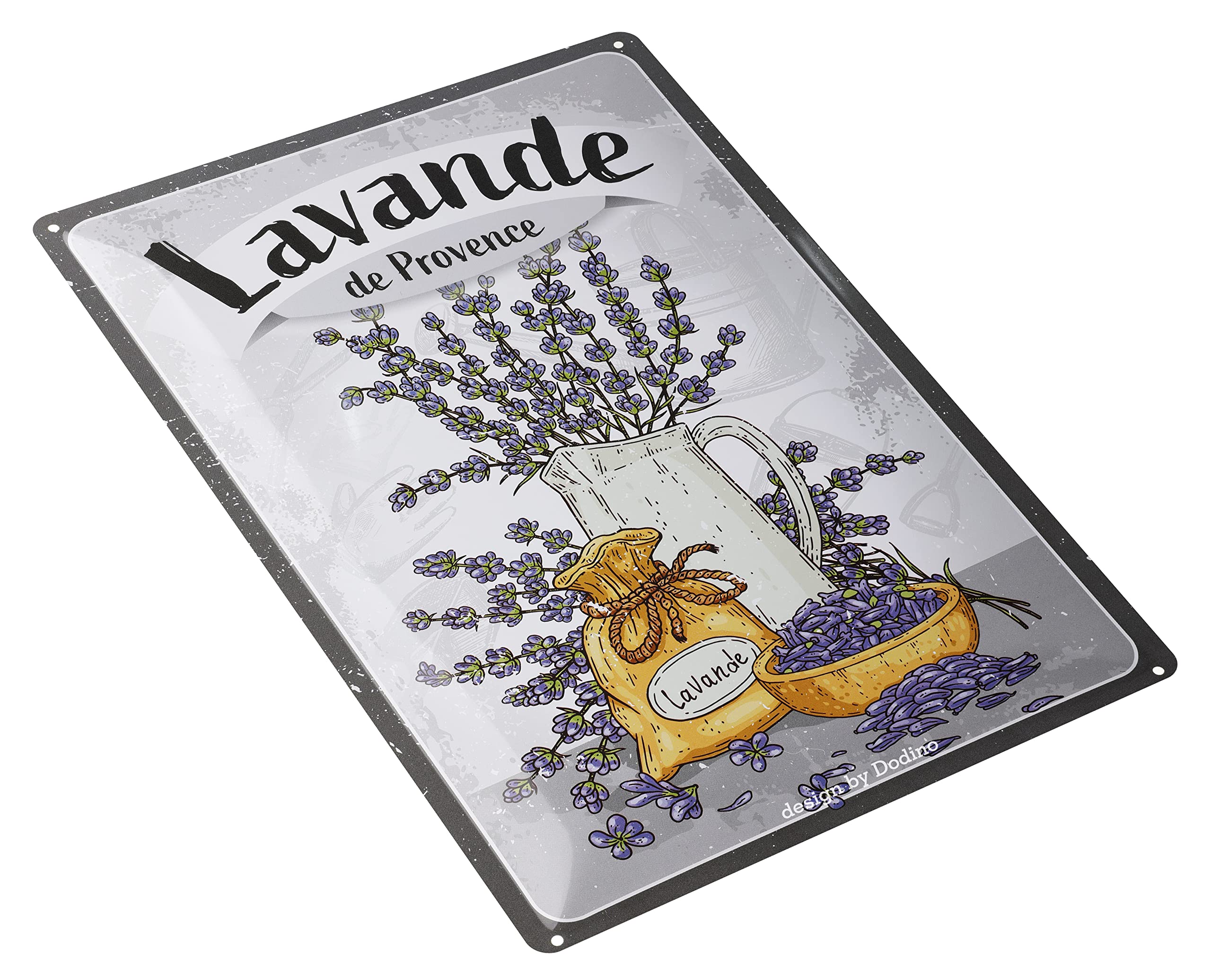 20 x 30 cm, LAVANDE DE PROVENCE, metalowa tabliczka z motywem lawendy, styl vintage, retro, metalowa tabliczka Flora kwiaty lawendy, Prowansja