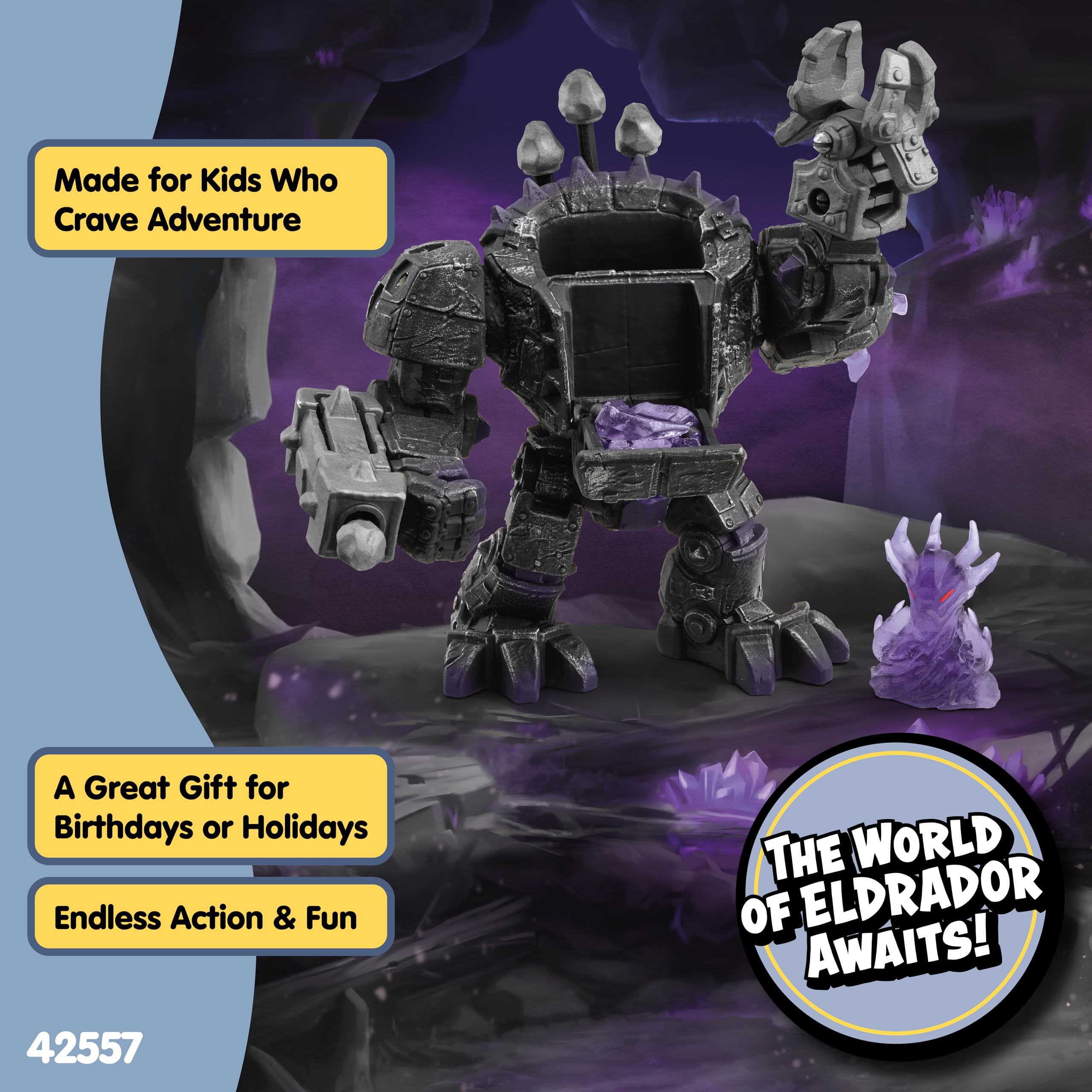 SCHLEICH ELDRADOR CREATURES | Robot Master delle Ombre 42557 con Mini Creature | Con funzione di tiro, vano segreto e busto rotante | Idea regalo per bambini da 7 anni in su | Set da 17 pezzi