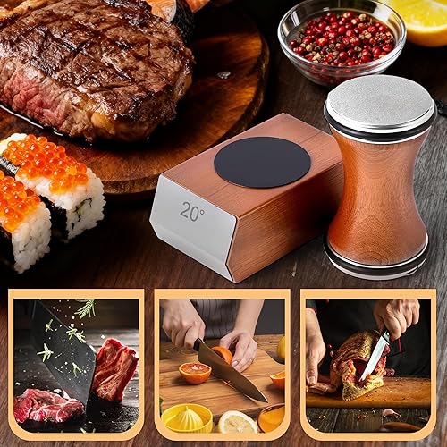 Miniatura 4 de Kit de afilador de cuchillos rodantes, herramienta afiladora de cuchillos con discos reemplazables de diamante y cerámica, base magnética multiusos