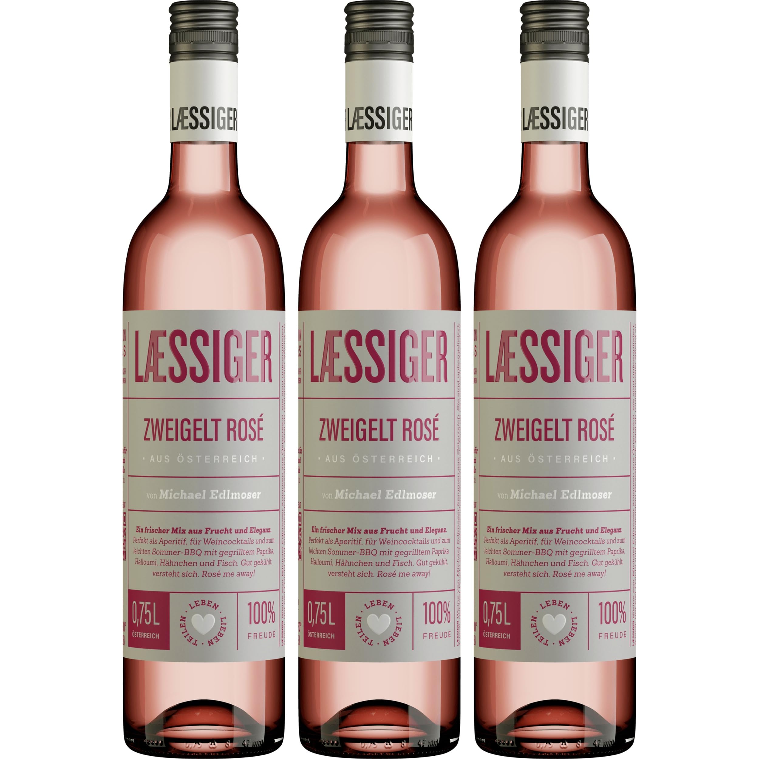 Laessiger Zweigelt Rosé Roséwein Trocken Österreich inkl. FeinWert E-Book (3 x 0.75 l)