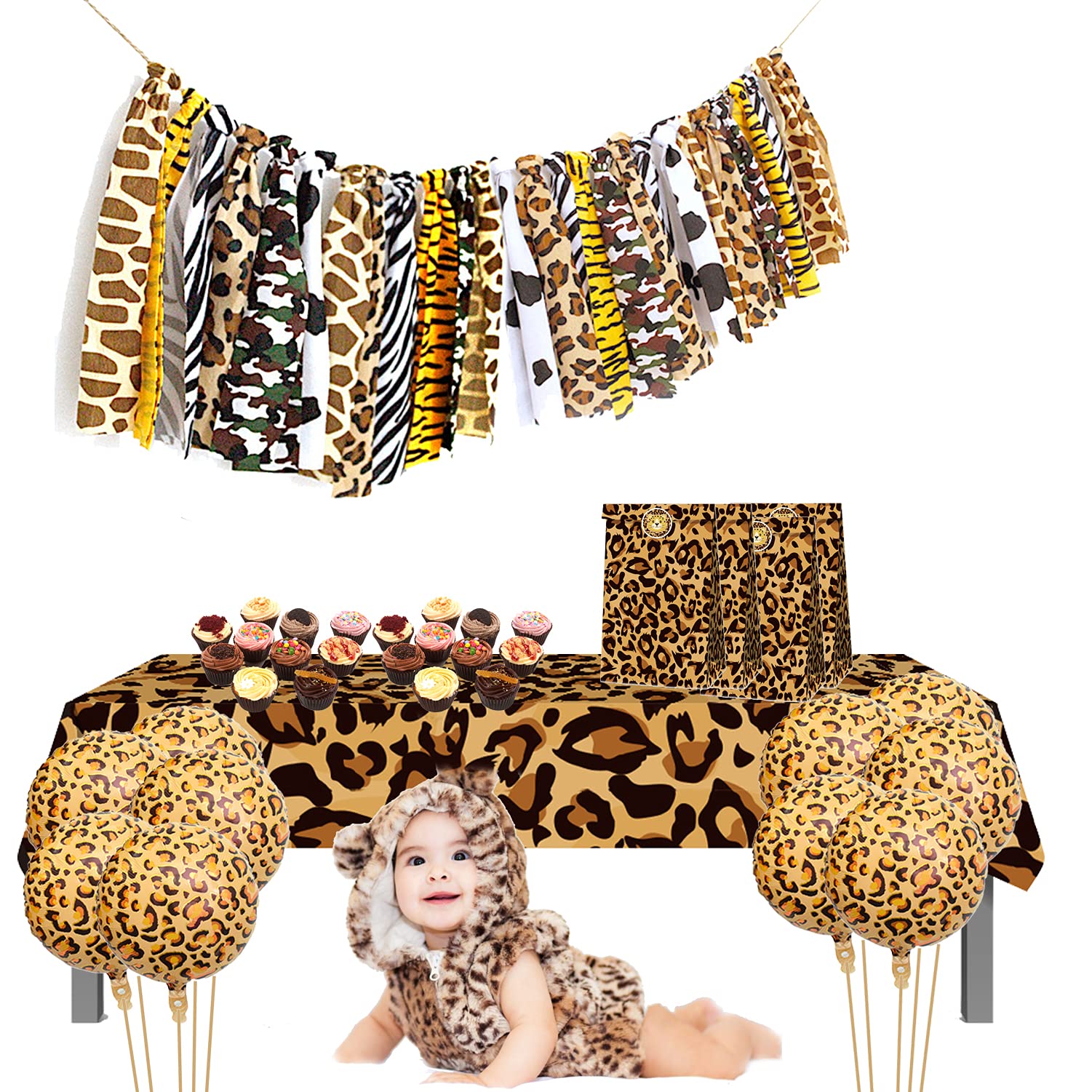 10 Globos De Leopardo De 70 Cm - Decoración Para Fiestas Con Motivo Animal, De Película De Aluminio Duraderos
