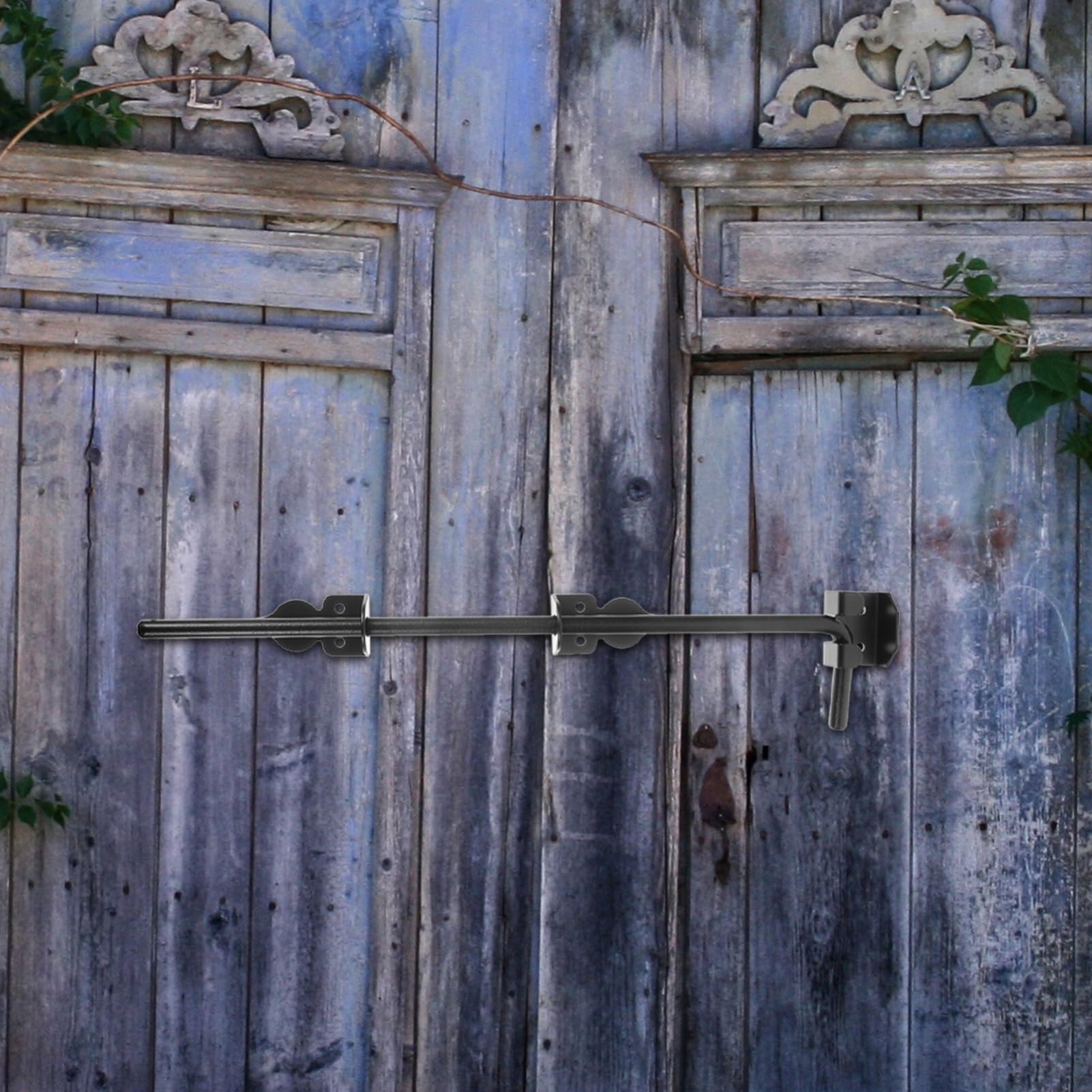 Operitacx Loquet de Porte de Hangar en Fer Noir, Épais et Renforcé, Serrure Robuste pour Portails Bois et Grandes Portes, Installation Extérieure Solide et Sécurisée