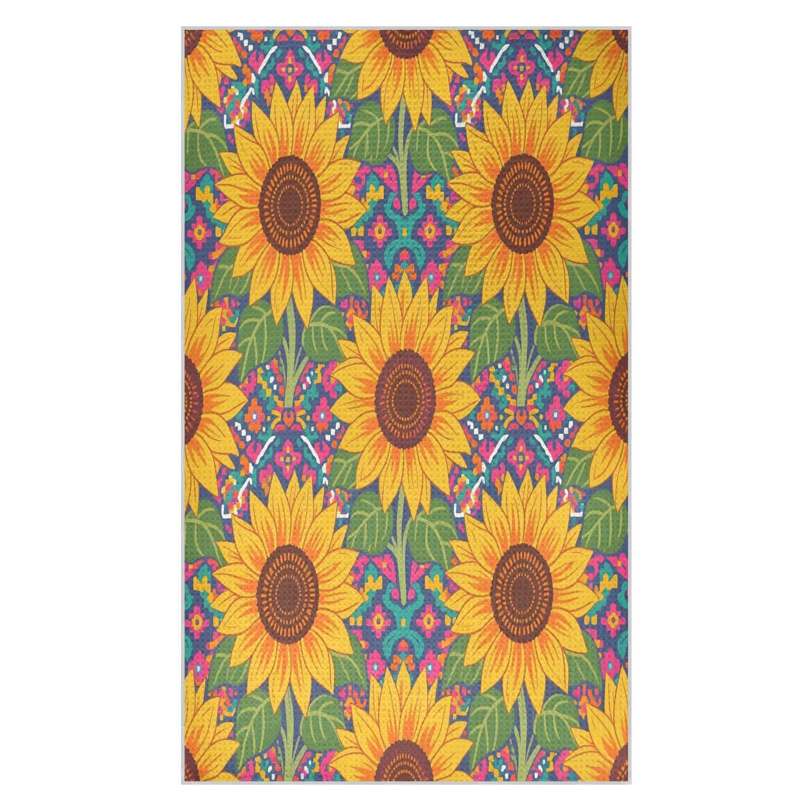 Lyeorm Vibrant Sunflowers Waffle Weave Kitchen Towels 18x30 Inch Soft Absorbent Microfiber Dish Cloths