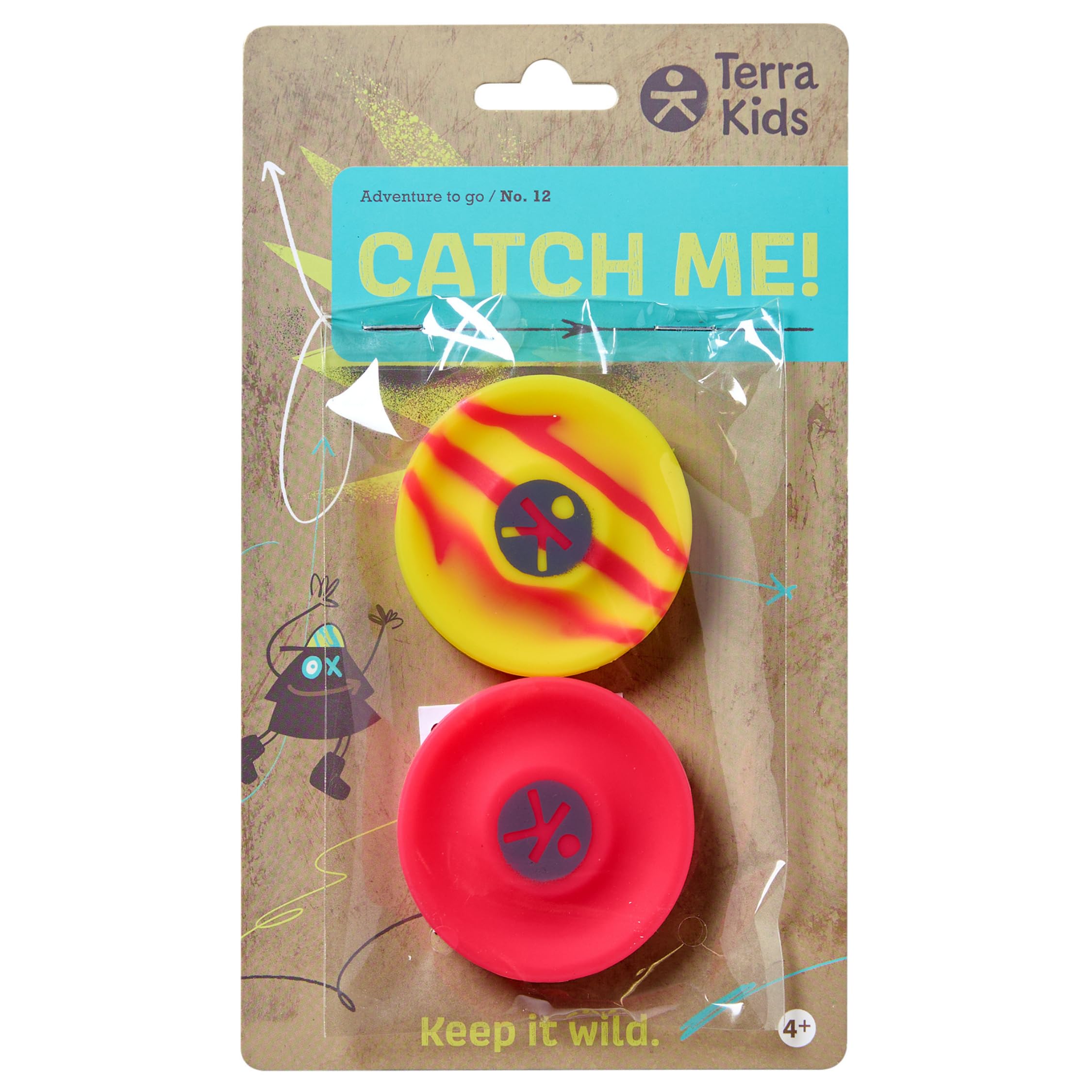 Terra Kids Set de 2 Frisbees de Poche – Mini disques en Silicone – Rose/Jaune – Dès 4 Ans – Idéal pour Le Parc, la Plage et Le Camping – 2013456001