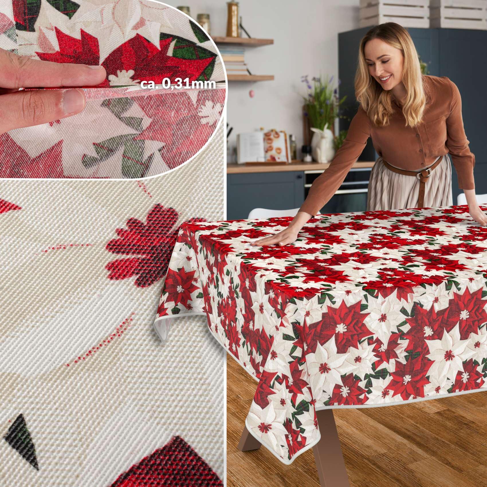 Mantel de tela textil lavable, mantel de algodón y poliéster, 280 x 140 cm, para interior y exterior