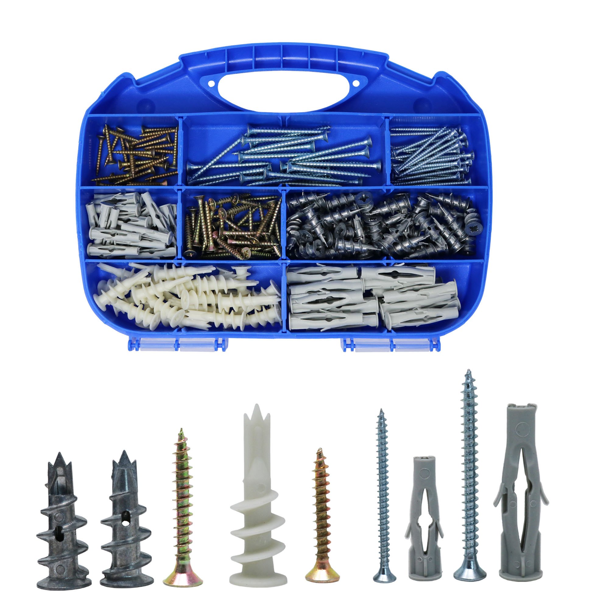 ORGRIMMAR Drywall Anchor Metal Self Drilling Plasterboard Fixings Raw Multi-Function Plug and Chipboard Screws Assortment Kit,220 Pcs