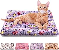 Tuanse 4-Pack Ultra Soft Reversible Fleece Pet Bed Mats - Cute Prints Dog Cat Crate Kennel Pads for Small Animals, Hamsters, Guinea Pigs (21x14 Inch)