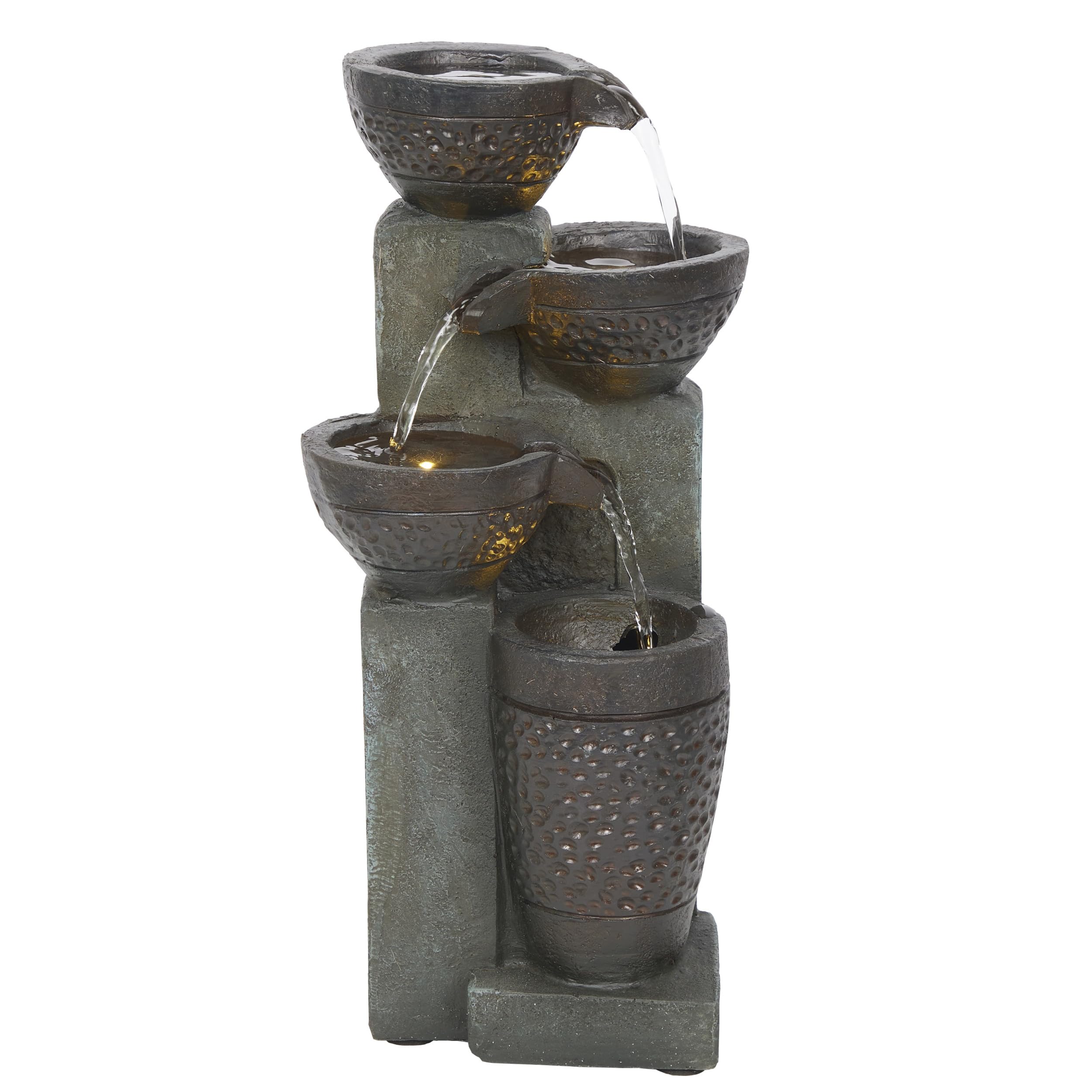 Alpine Corporatio 14" Tall Stoned Jar Cascading Water Fountain with LED Lights, Elegant Tabletop Water Feature for Home, Office, Living Room, and Bedroom Decor, Gray 7