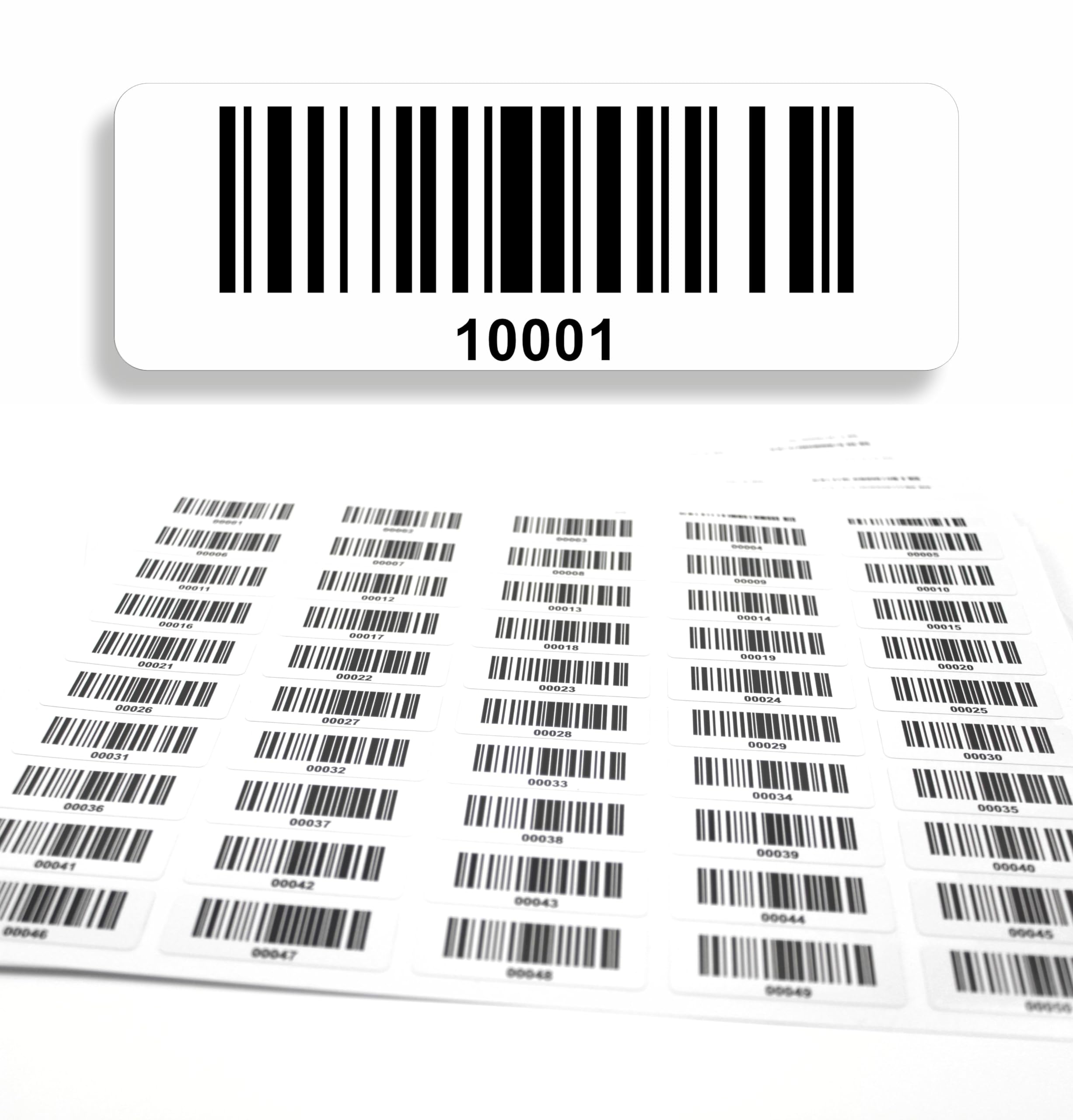 Etykieta z kodem kreskowym 1000 sztuk samoprzylepna, etykiety ciągłe 5-cyfrowe 10001-11000, testy elektryczne, certyfikacja DGUV, kod linii elektrotechnicznej128, 50x17 mm
