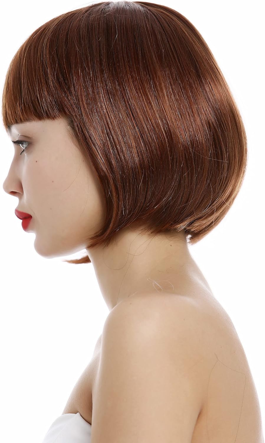 WIG ME UP - VK-4-G130 Short Lady Wig classy classic Bob style straight bangs sleek copper red, copper red (G130) - Image 4