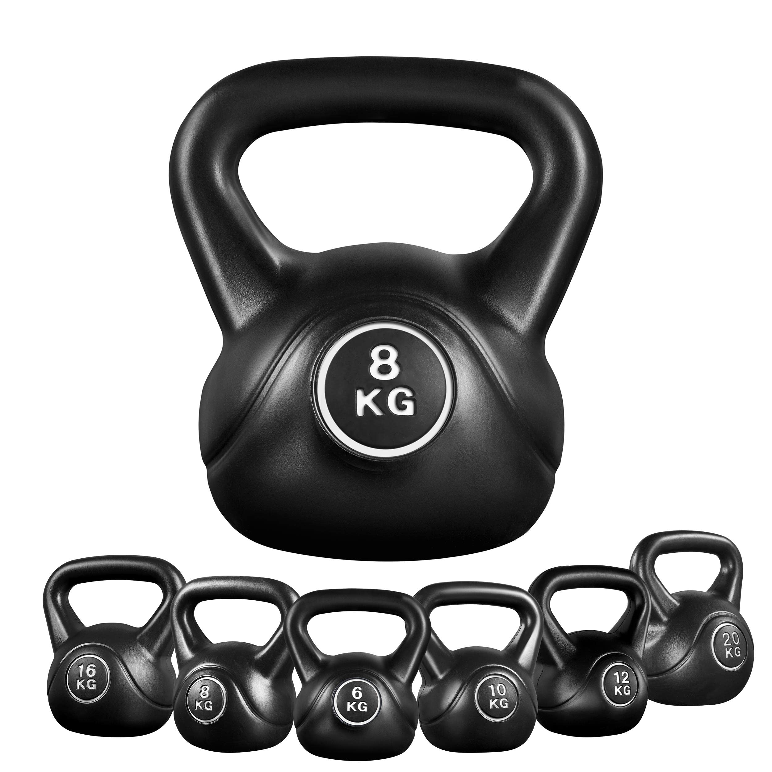 Yaheetech Kettlebell Set HDPE Coated Concrete Kettle Bell Weights Set for Strength Training - Heavy Weight KettleBell for Home Gym Fitness Weight Lifting Bodybuilding, 6kg/8kg/10kg/12kg/16kg/20kg
