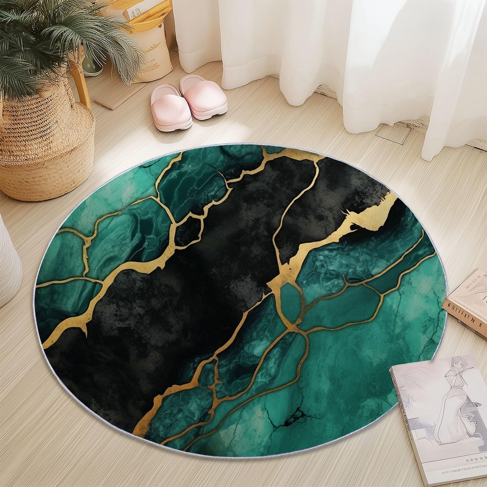 Tapis rond anti-glisse 120 cm lavable pour sécuriser et décorer l'entrée