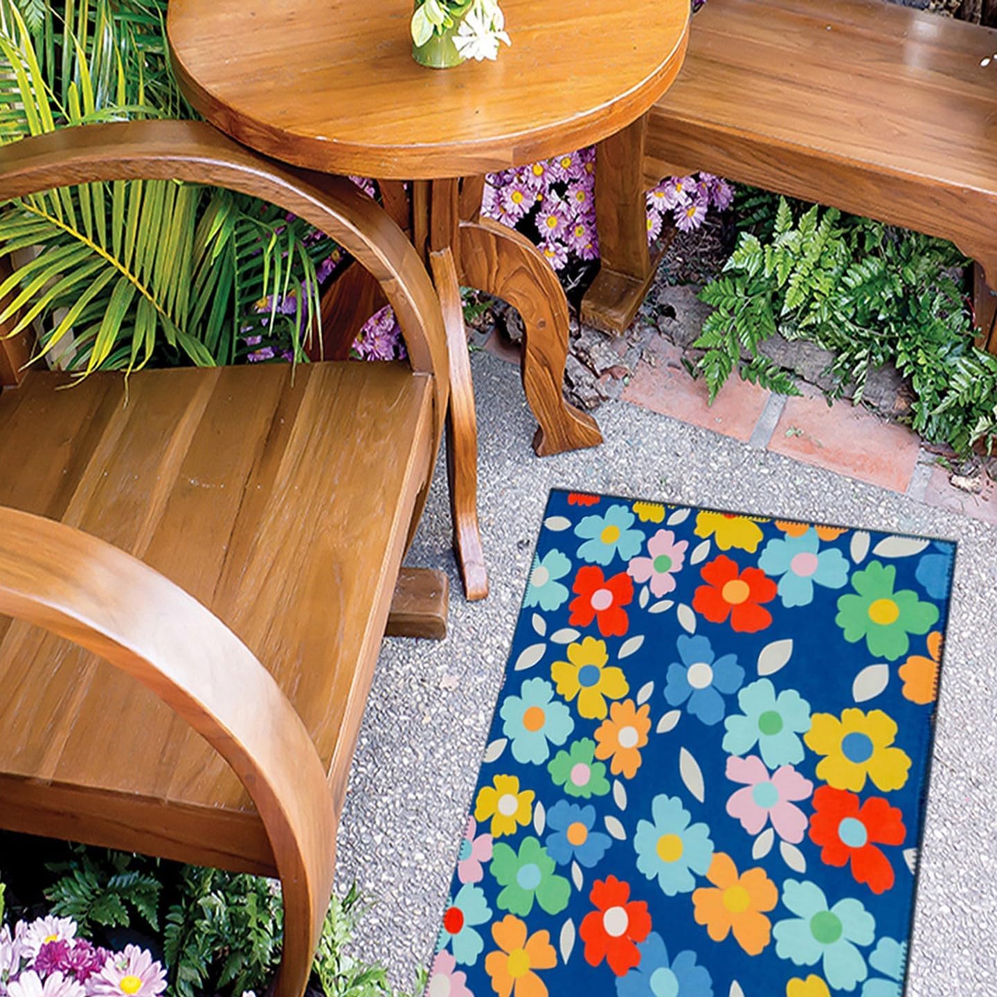 Jellybean Fun Flowers Olivia's Home Accent Rug with Flowers Floral Rug 22" x 32"