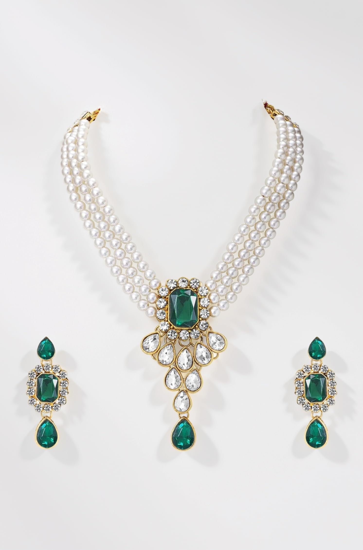 Peora Crystal Faux Pearl Jewellery Gift Set for Women