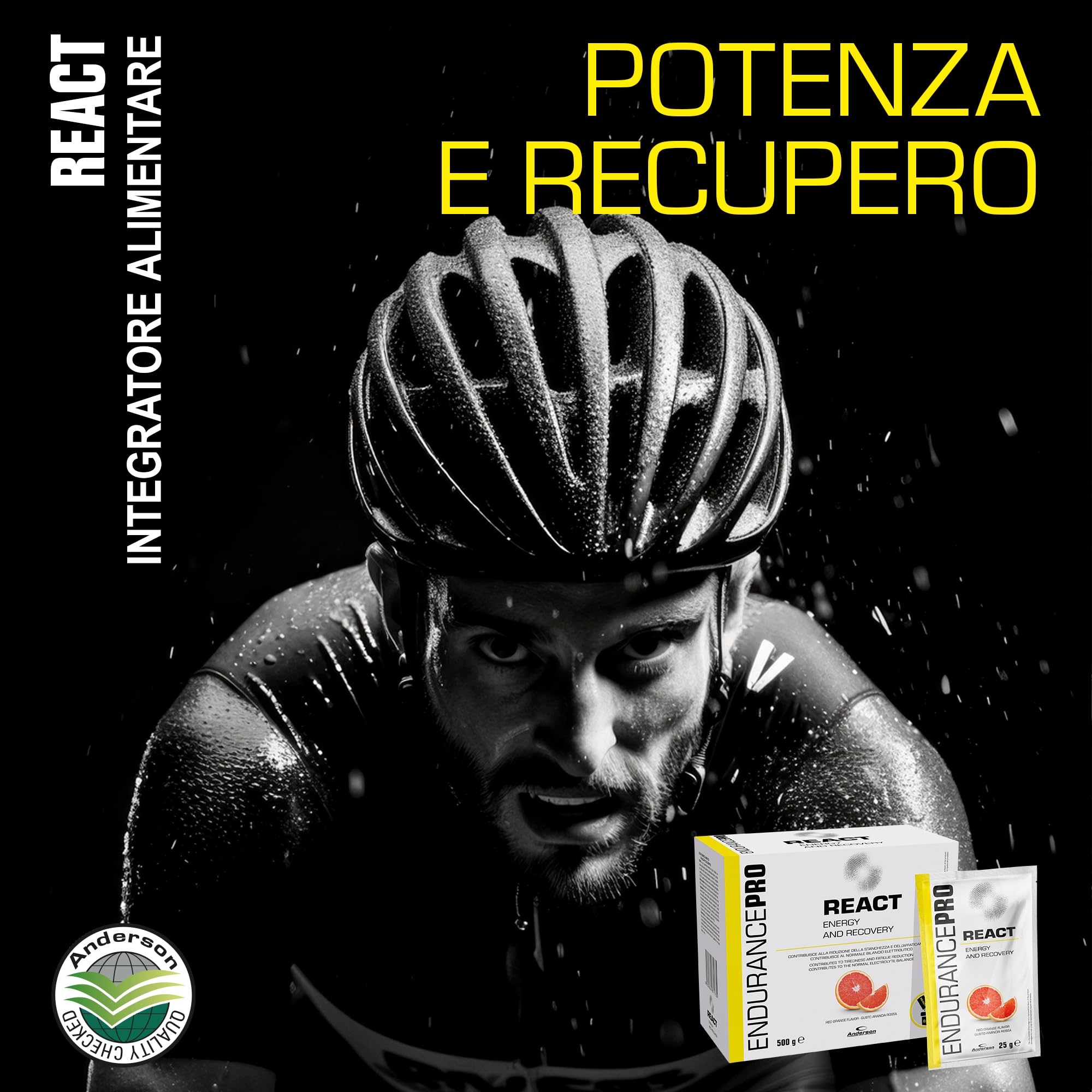INTEGRATORE DI SALI E VITAMINE CON CARNITINA ANDERSON REACT 20 BUSTINE (l'imballaggio può differire)