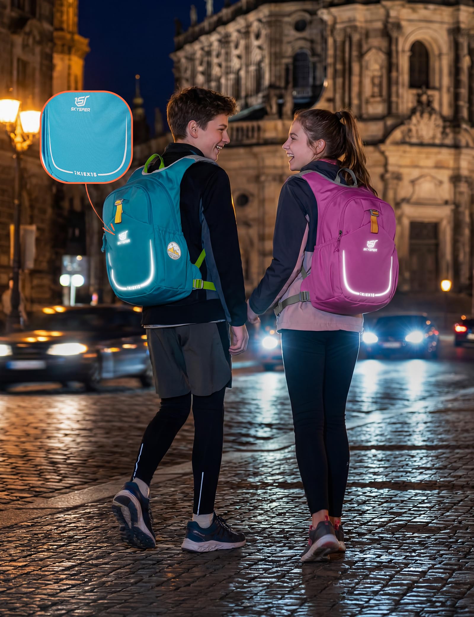 SKYSPER 15 L Sac à dos enfant, poche hydratation et sifflet de sécurité | Léger, pour enfants de 10 à 16 ans, idéal pour le camping, sifflet de sécurité, compartiment à eau, adapté aux randonnées