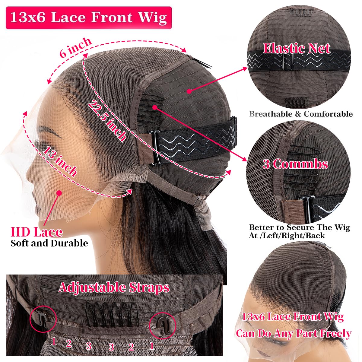 30 Inch Straight Human Hair Wig 13x6 HD Lace Front Wig | 200% Density Real Human Hair | Pre-Plucked Baby Hair | Glueless Design