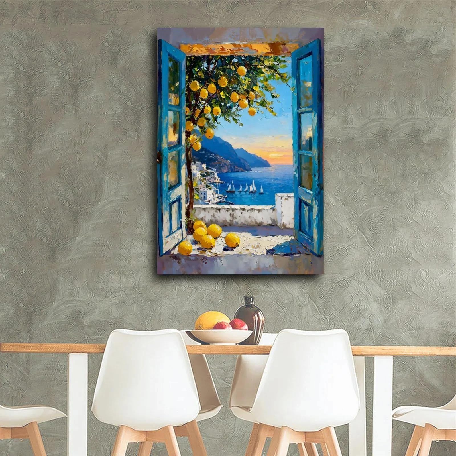 GOSRD Henri Matisse Open Window Coast Painting Landscape Canvas Print Art Home Decor(60x90cm)