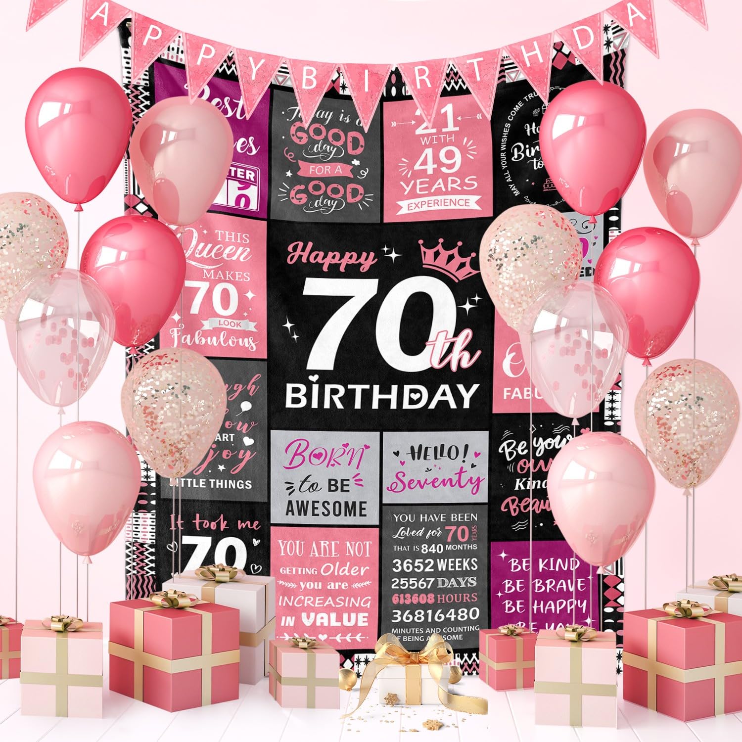 Sruemiul 70th Birthday Gifts for Women - 70th Birthday Decorations for Women - 70 Year Old Birthday Gifts - Happy 70th Birthday Gift Ideas for 70 Year Old Woman - 1956 & 70th Birthday Blanket 50"x60"