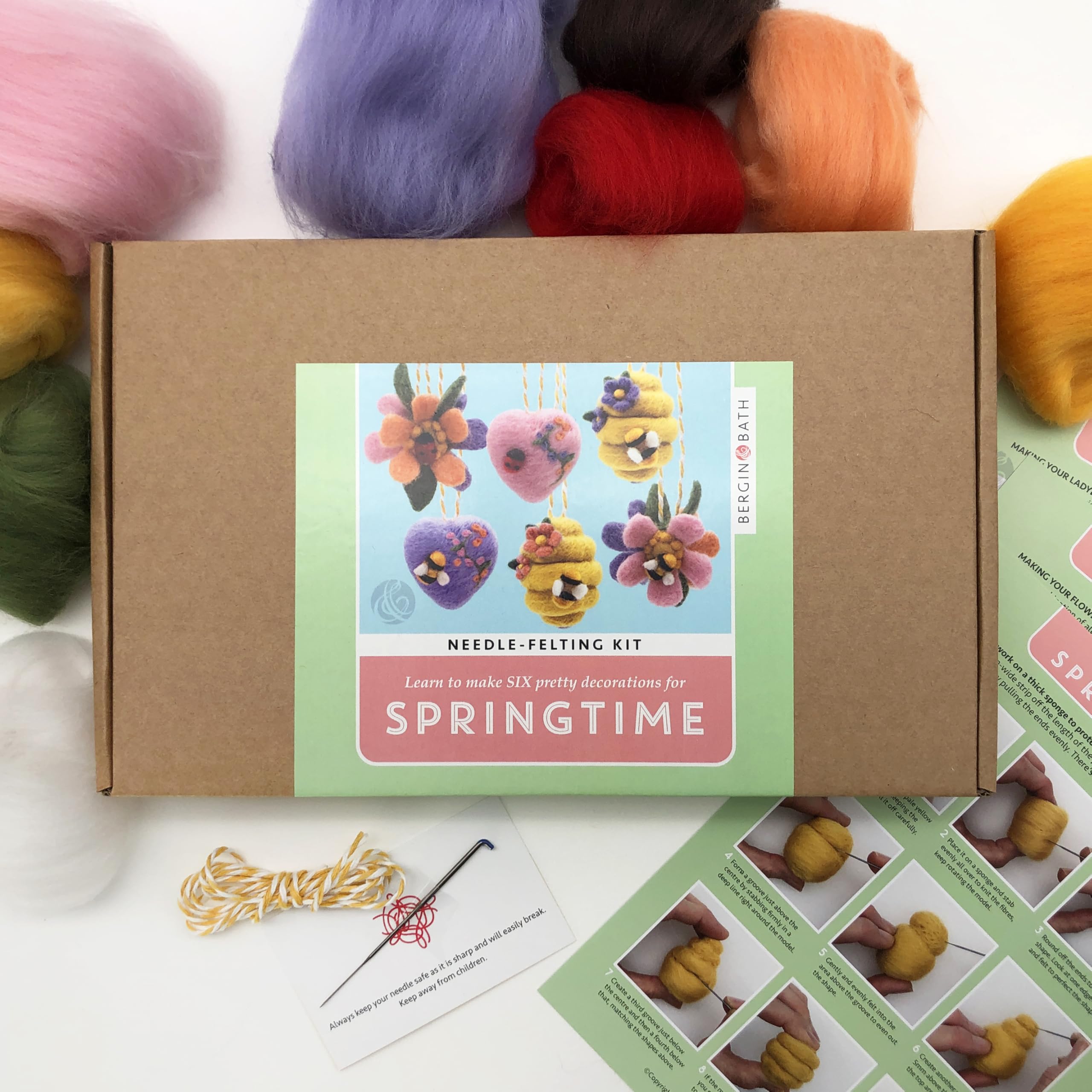 Kit de fieltro de aguja - Primavera, aprende a hacer un juego de decoraciones para Pascua. Kit de manualidades para adultos